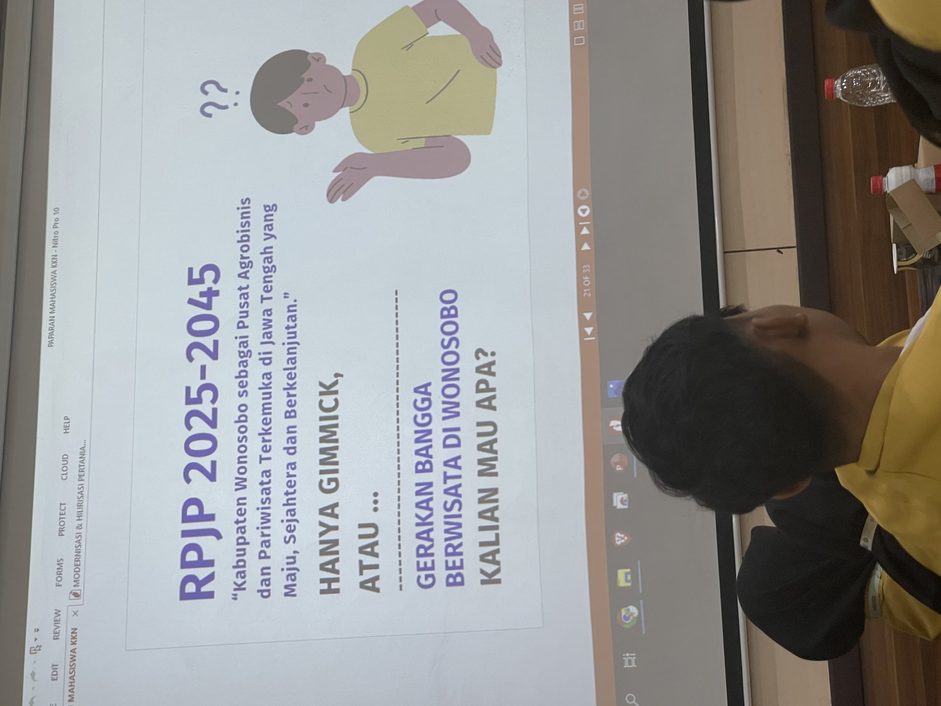 Sowan-sowan ke warga dan Pemdes dan penerimaan mahasiswa kkn di bapeda wonosbo