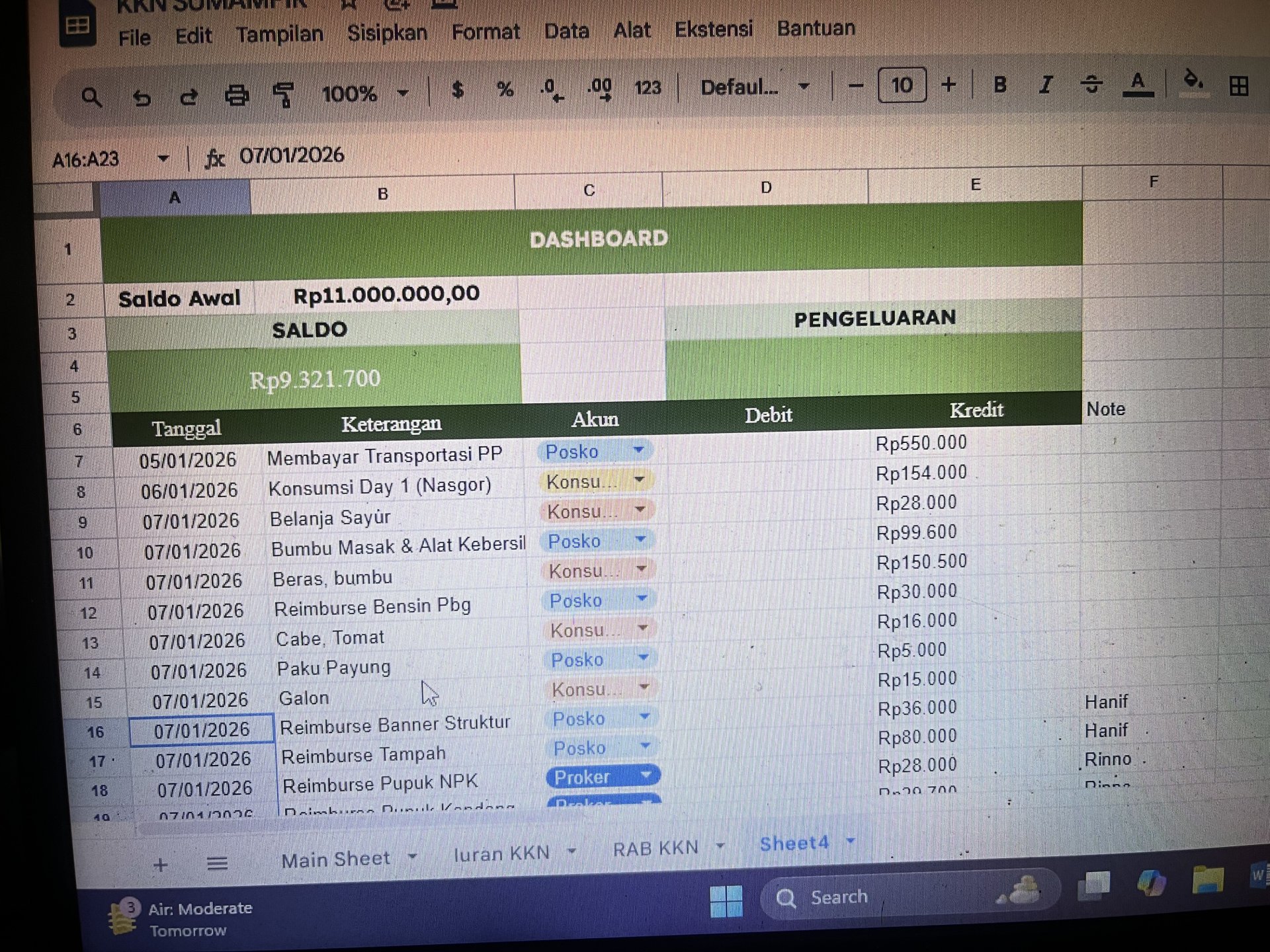 Penyusunan Laporan Keuangan KKN