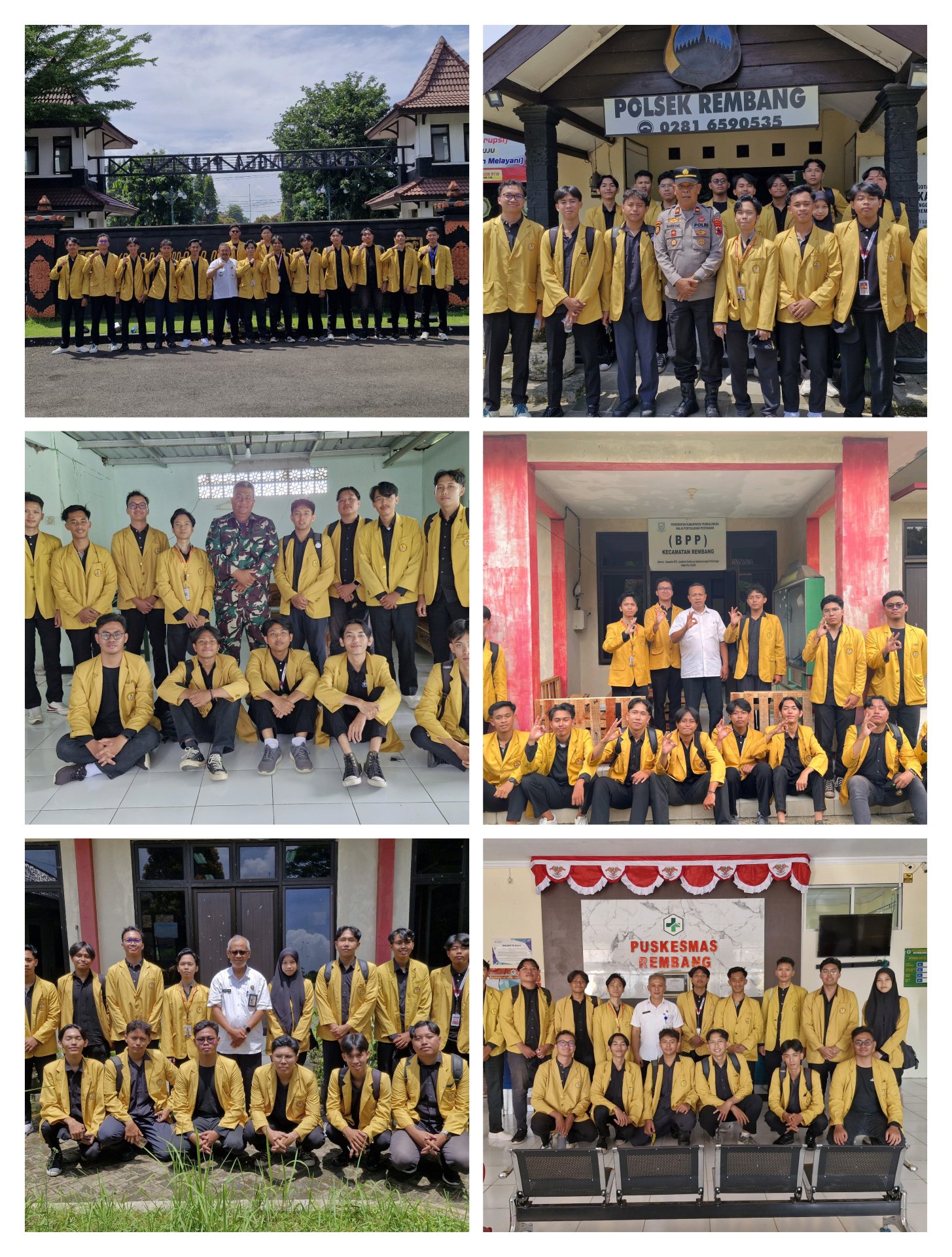 penerimaan mahasiswa KKN Unsoed di kabupaten Purbalingga, kecamatan Rembang, dan polsek Rembang, puskesmas Rembang, Koramil Rembang, dan BPP Pertanian