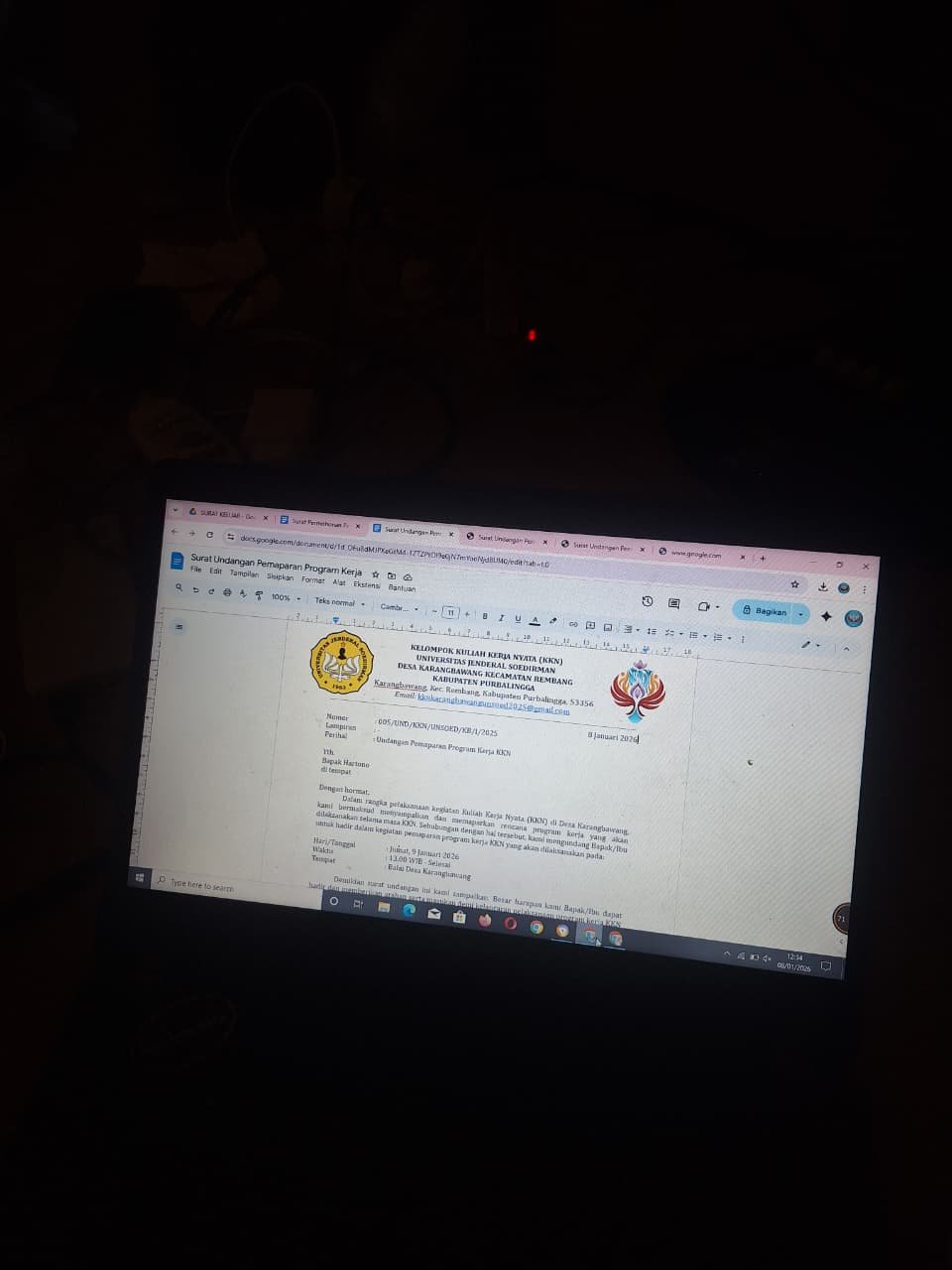 Membuat Surat Undangan Pemaparan Program Kerja KKN
