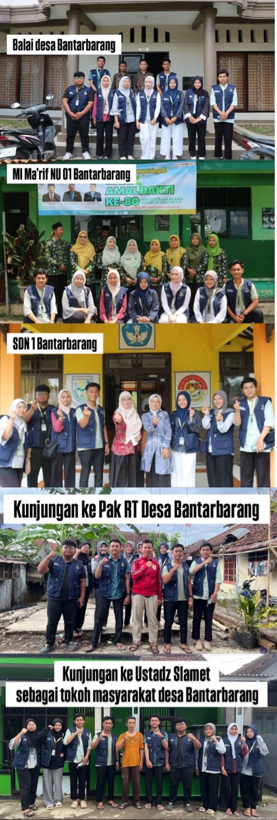 Kunjungan ke tokoh desa masyarakat (Pak RT, Pak Ustadz), penerimaan dan pemaparan proker di balai desa, dan kunjungan ke MI dan SD setempat