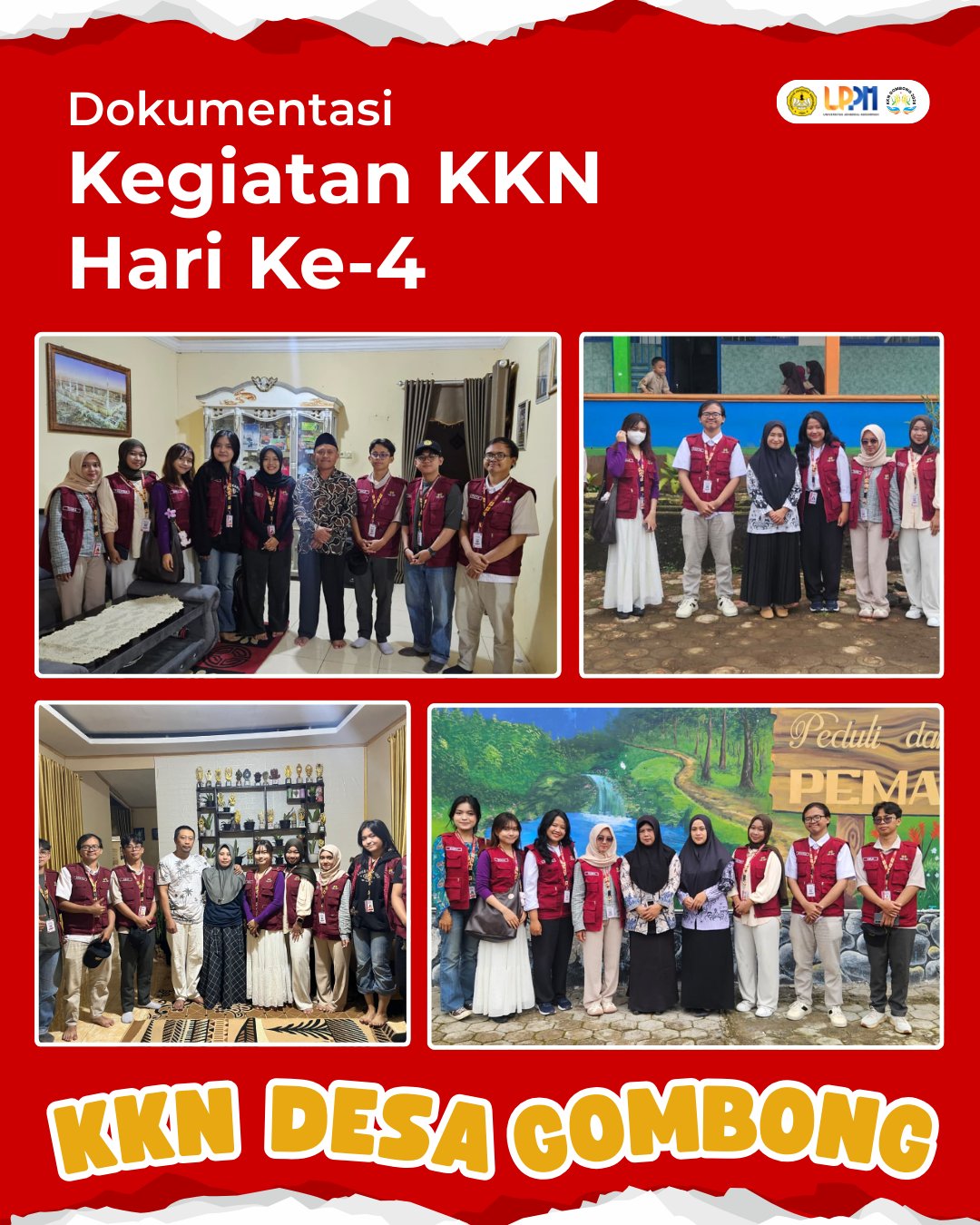 KKN hari ke 4:  Koordinasi bidang pendidikan dan kunjungan mahsiswa KKN terhadap perangkat desa Gombong