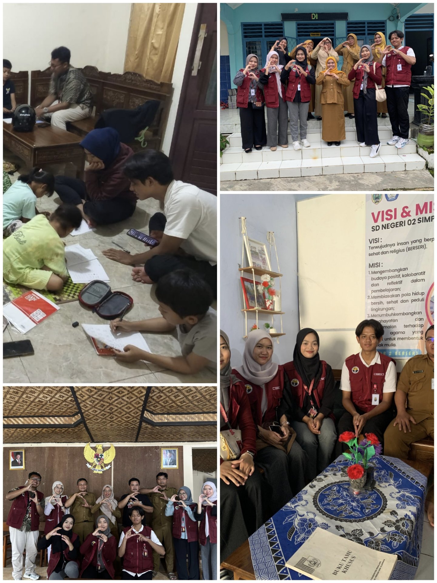 Presentasi kepada aparat desa, berkunjung ke sekolah, Les