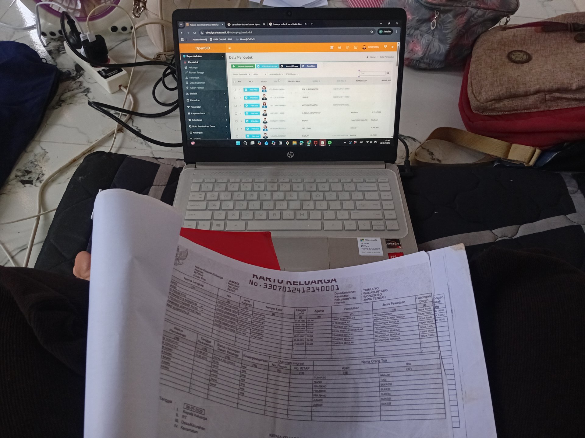 Penginputan KK Desa Trimulyo
