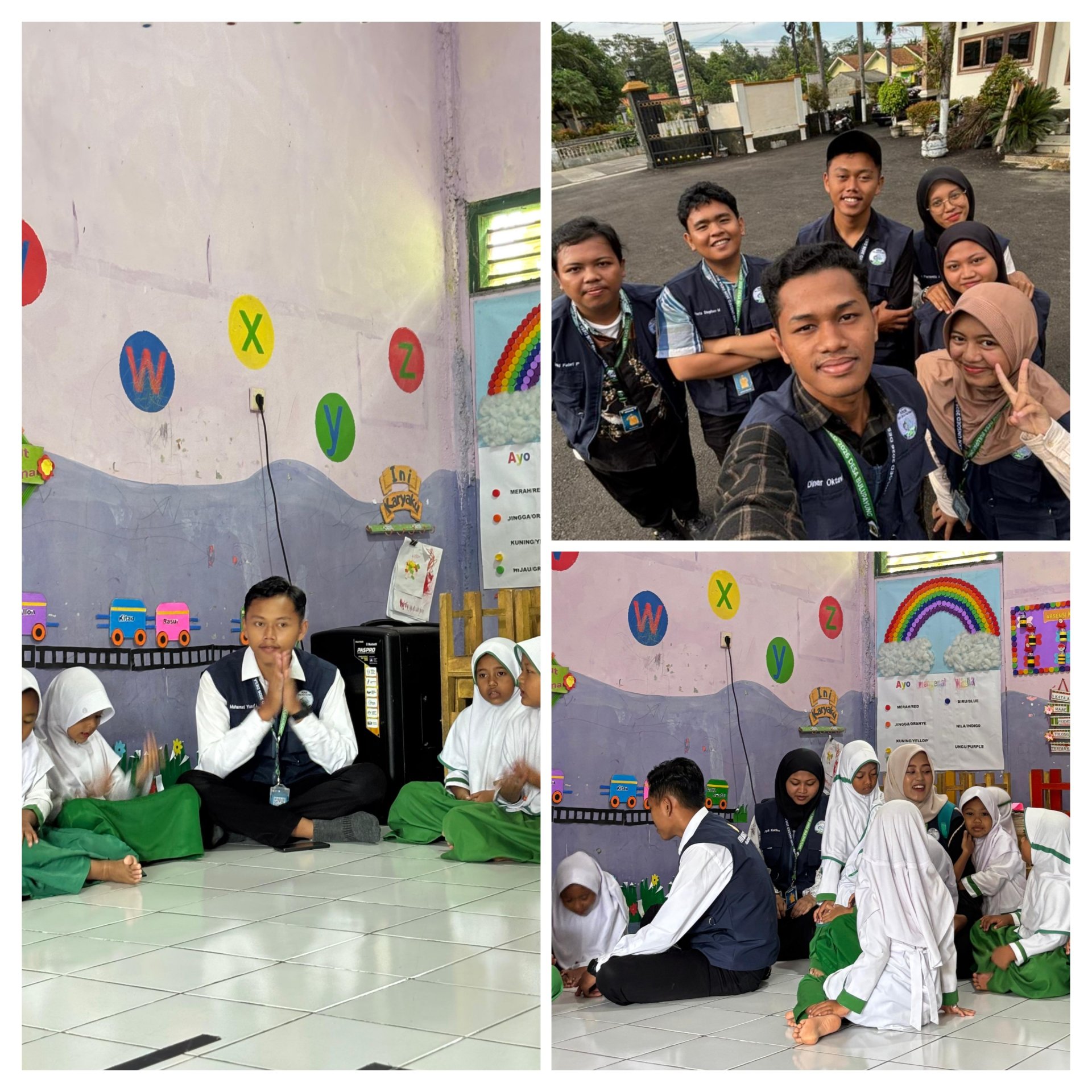 Apel pagi di balai desa bulu payung, belajar mewarnai bersama Ra Tarbiyatul Atfal