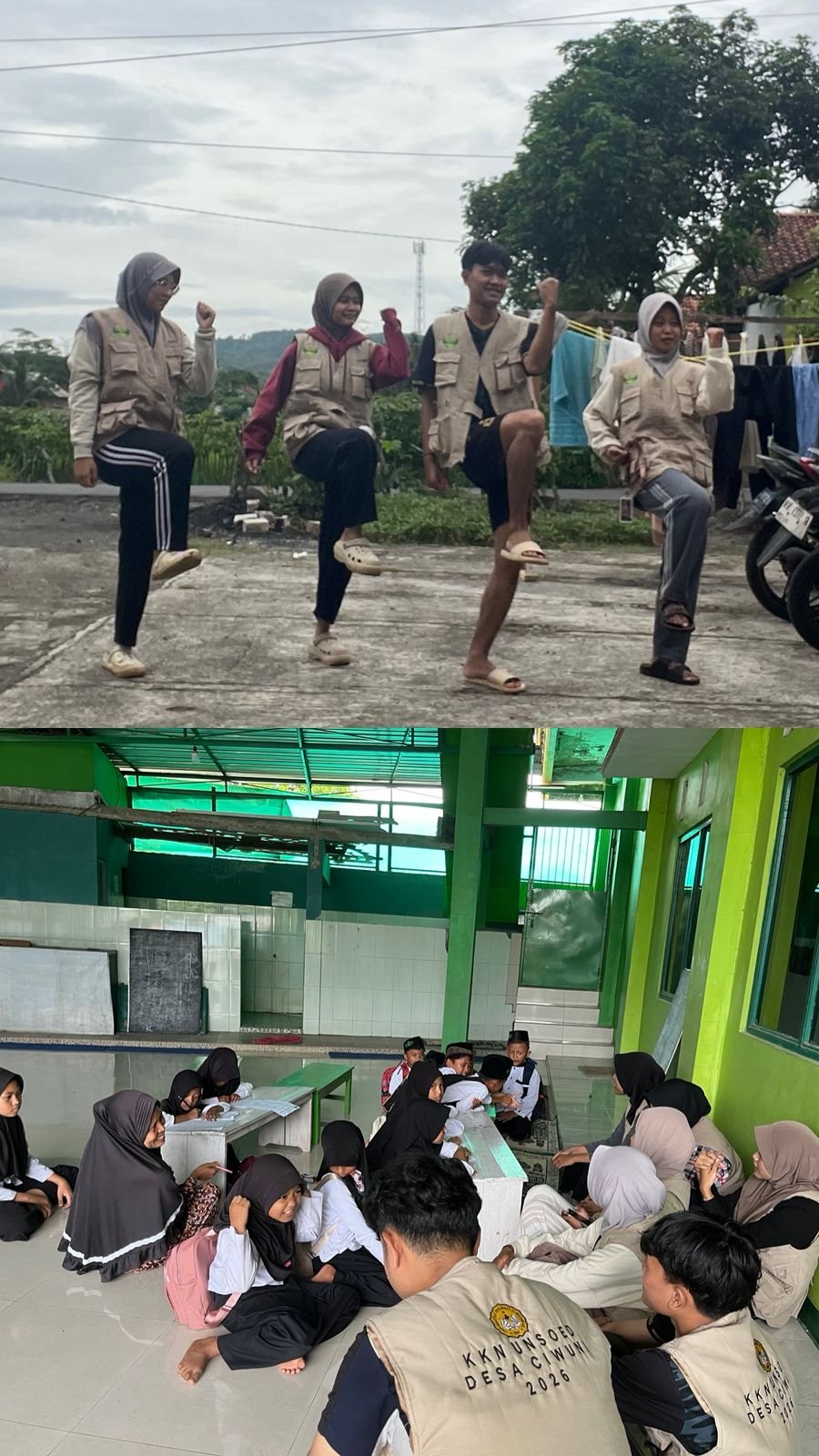 Day 9 Latihan senam anti hipertensi dan lansia serta pendampingan Ujian TPQ di dusun Kubangsari Desa Ciwuni.