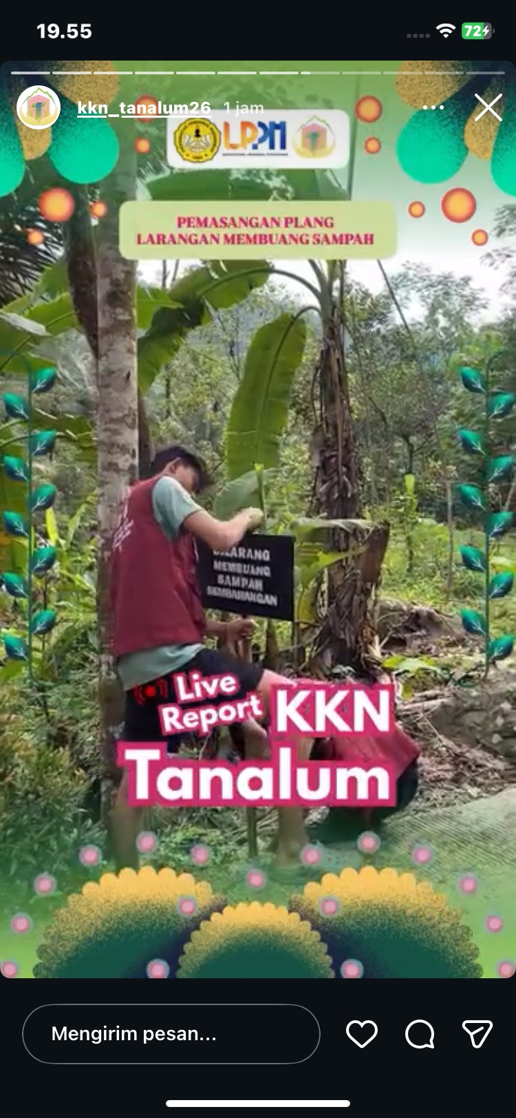 Pemasangan papan larangan membuang sampah sembarangan