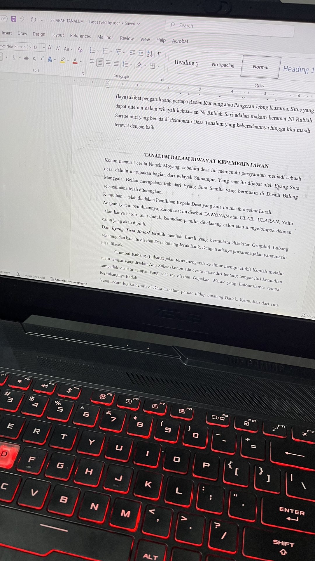 Penulisan Sejarah Tanalum