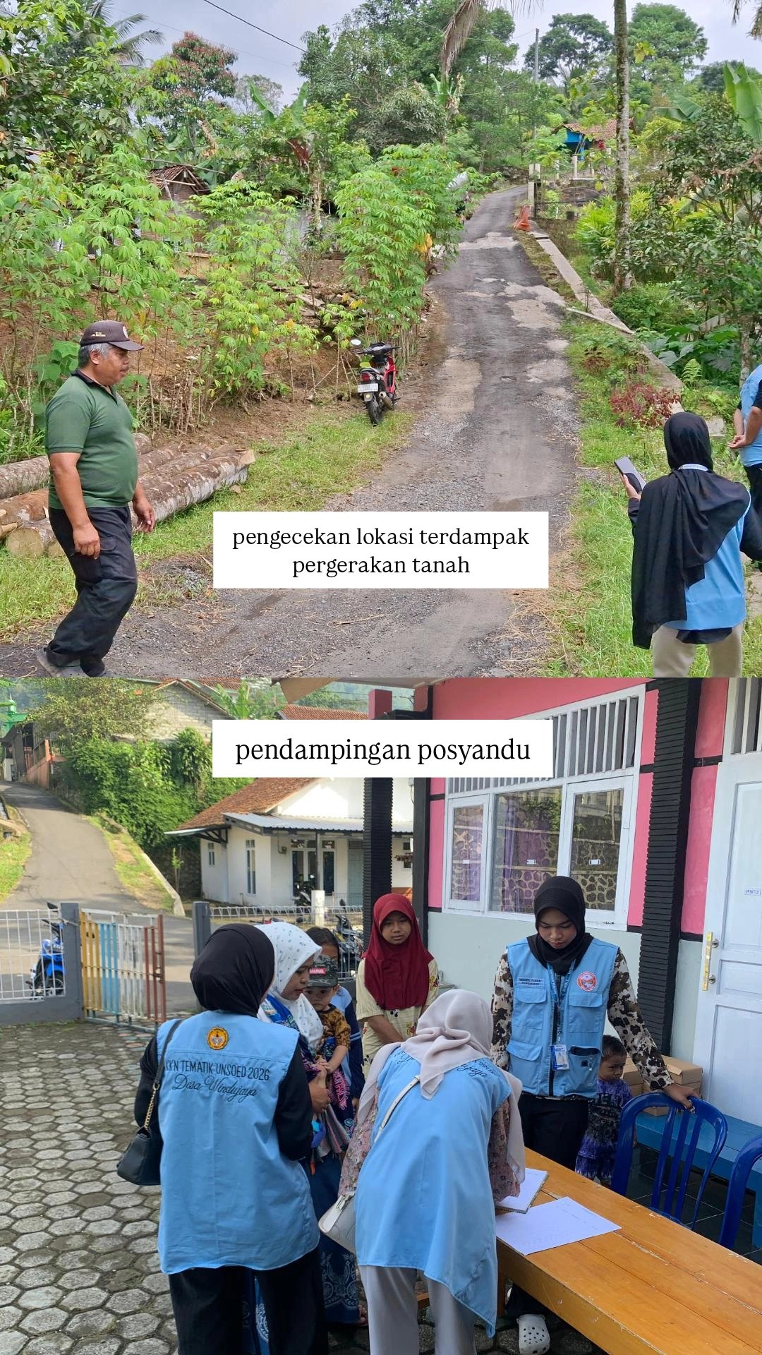 Pendampingan Posyandu dan Pengecekan Daerah Terdampak Pergerakan tanah di Desa Windujaya