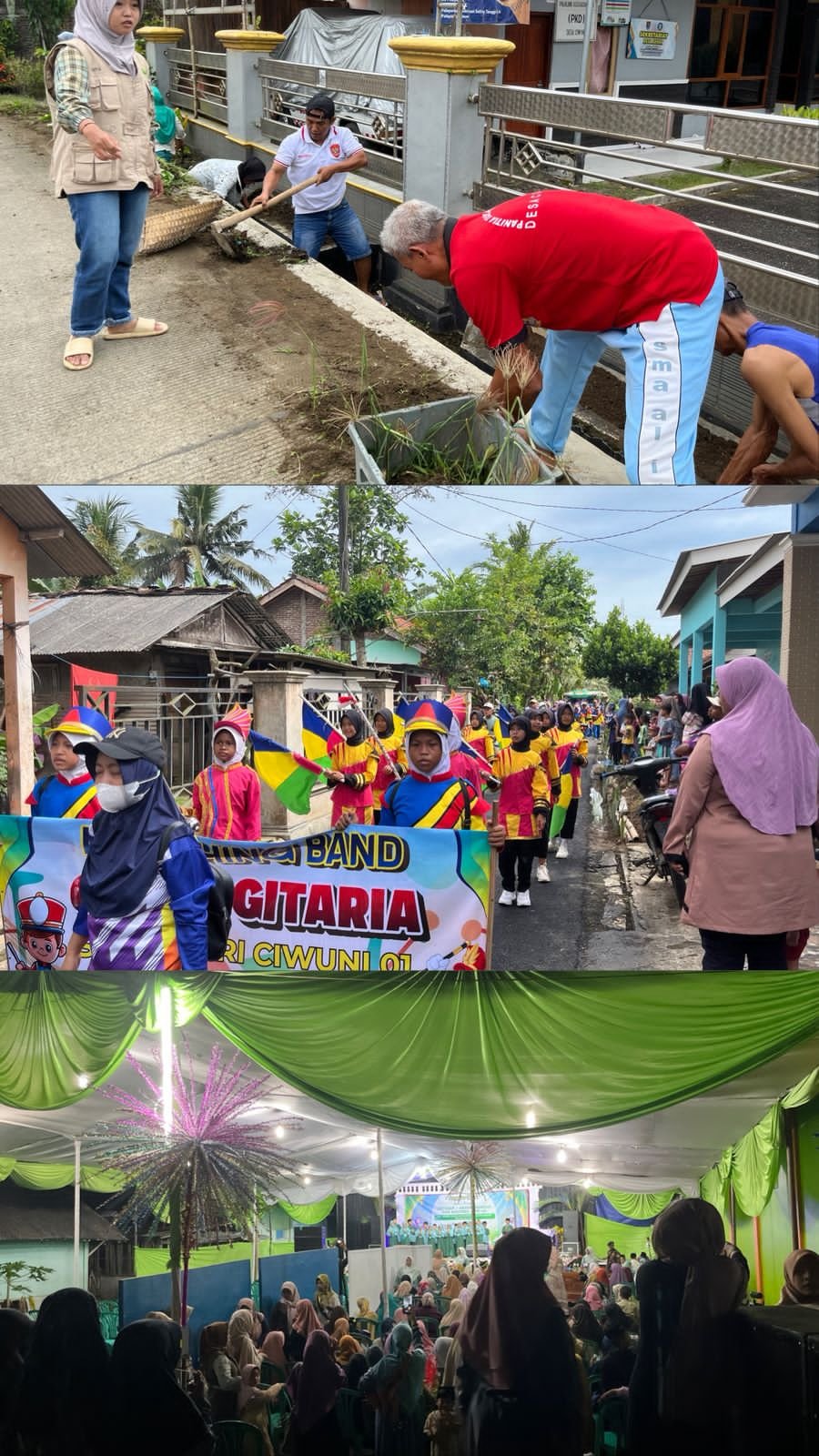 Day 12 Kerjabakti massal 4 dusun Desa Ciwuni, arak arakan dan Pengajian akbar