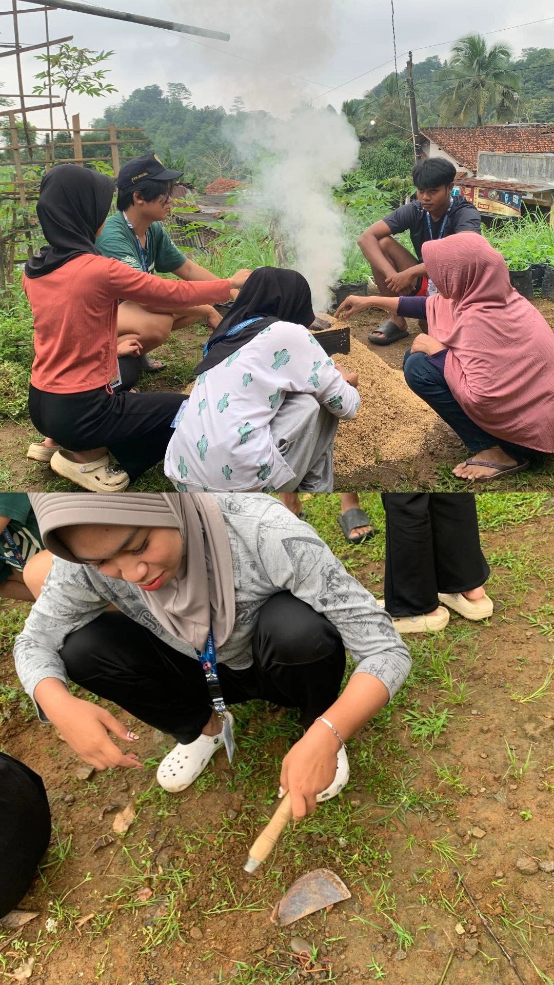 Kerja bakti dan pembuatan arang sekam
