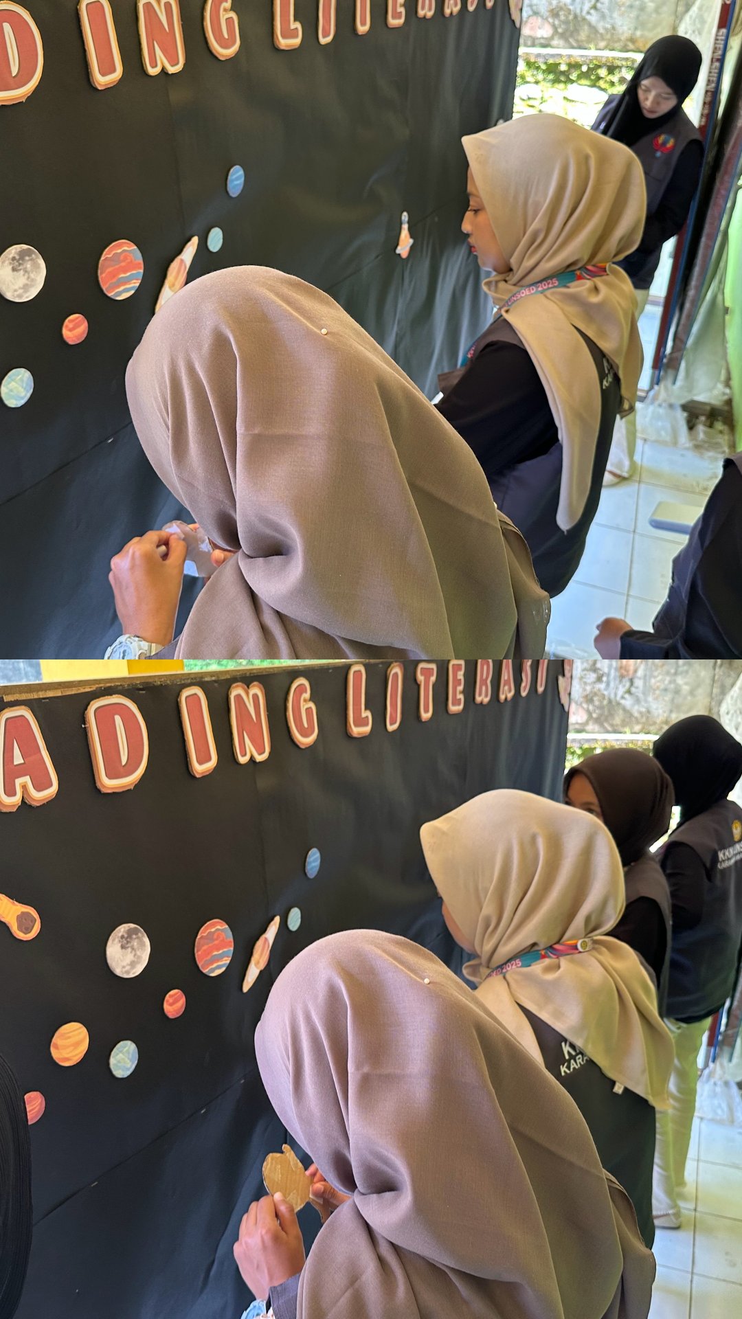 Pemasangan dan Penempelan Elemen Mading Literasi