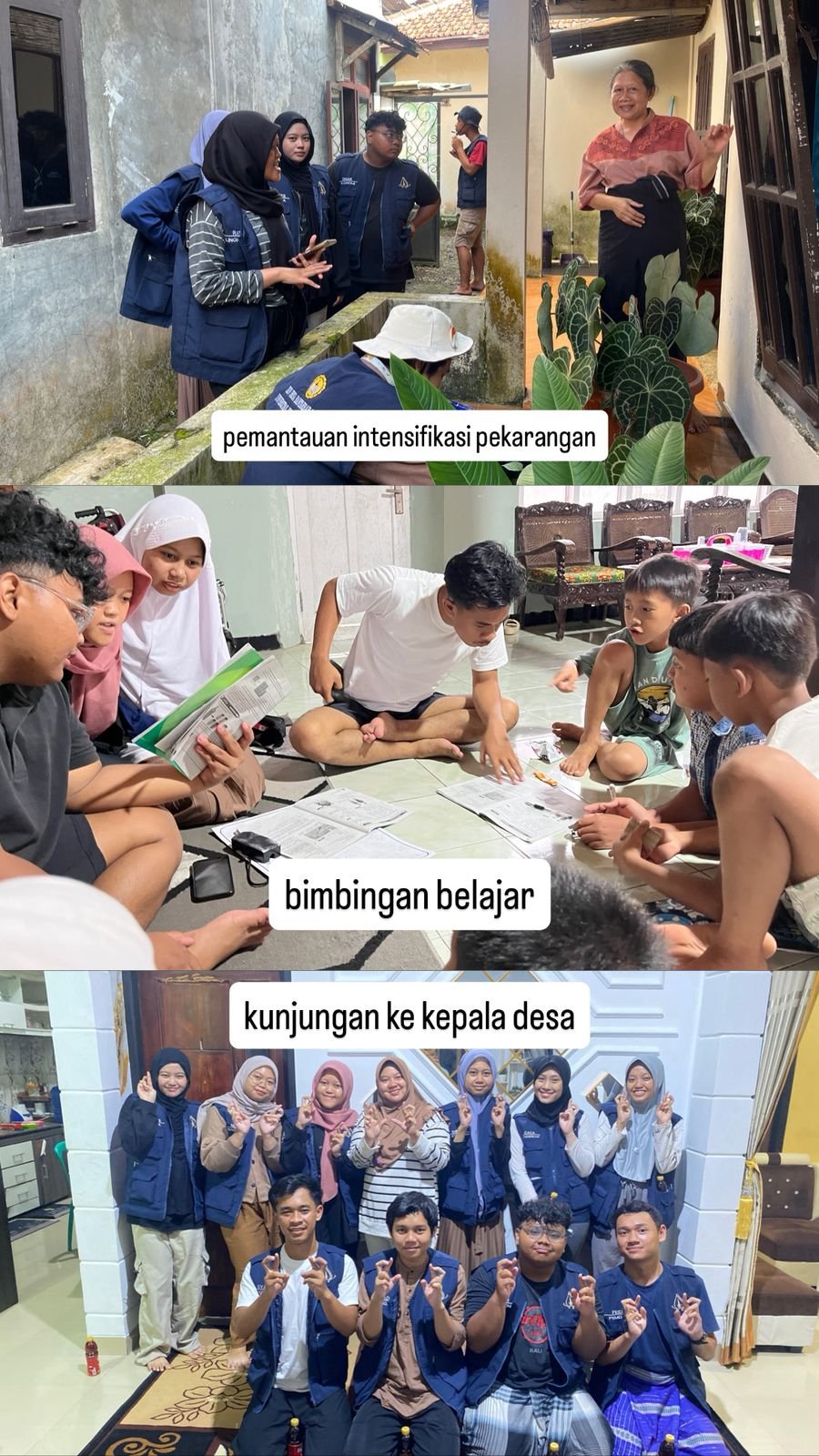 Monitoring Intensifikasi Pekarangan, Persiapan Sosialisasi Isi Piringku, Bimbingan Belajar dan Kunjungan ke Rumah Kades