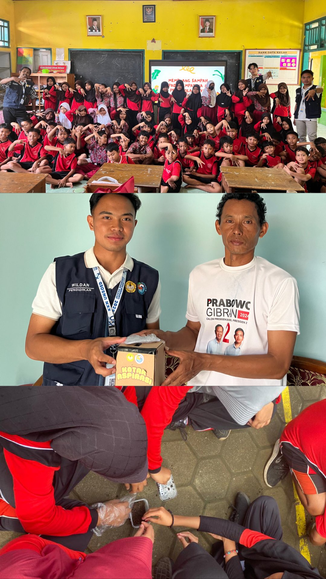 KKN DAY 14 - Sosialisasi Membuang Sampah pada Tempatnya dan Pengolahannya di SDN 03 Menganti, Microgreen di SDN 03 Menganti, serta Mengambil Kotak Aspirasi