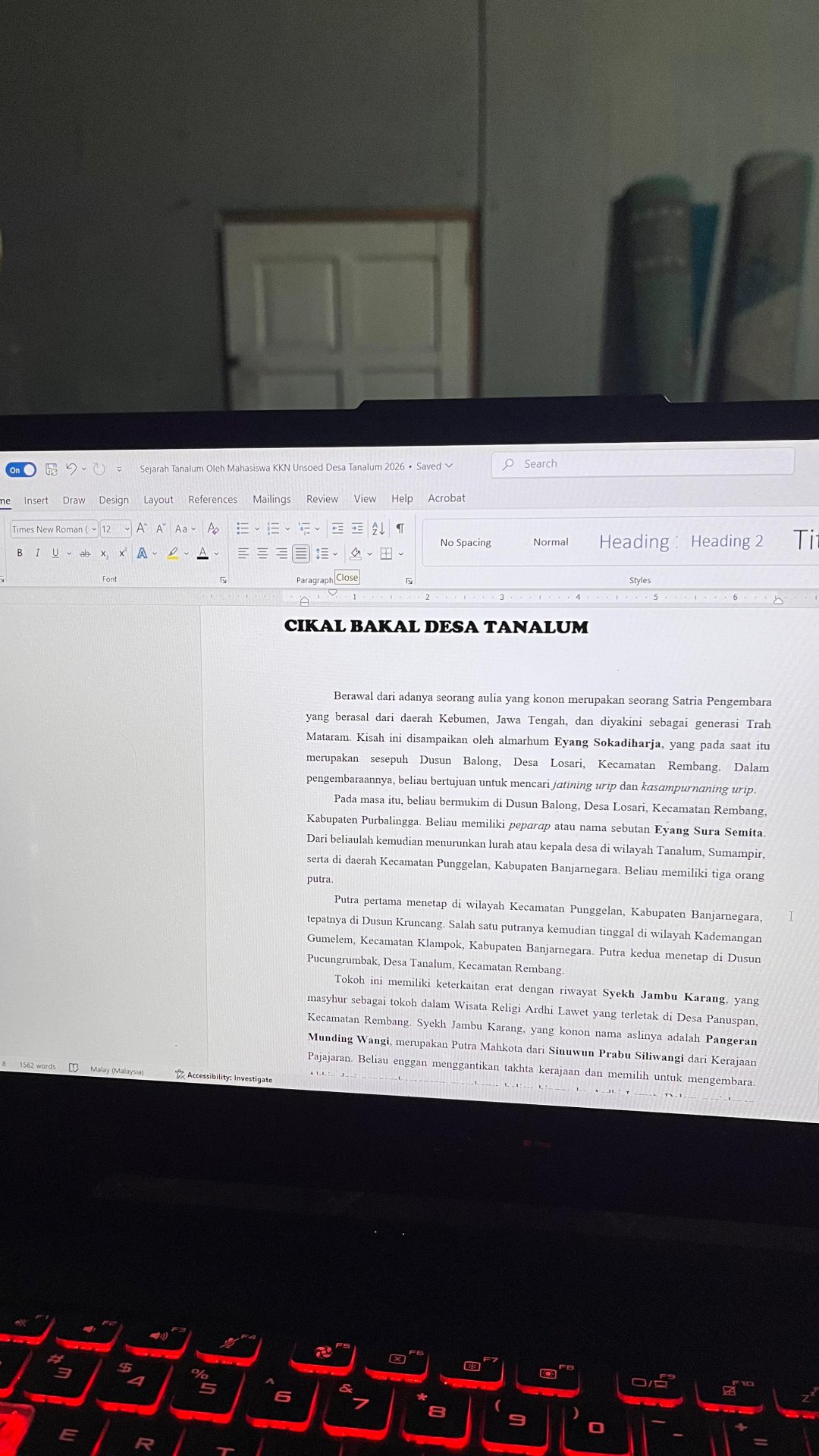 Penulisan Sejarah Desa Tanalum