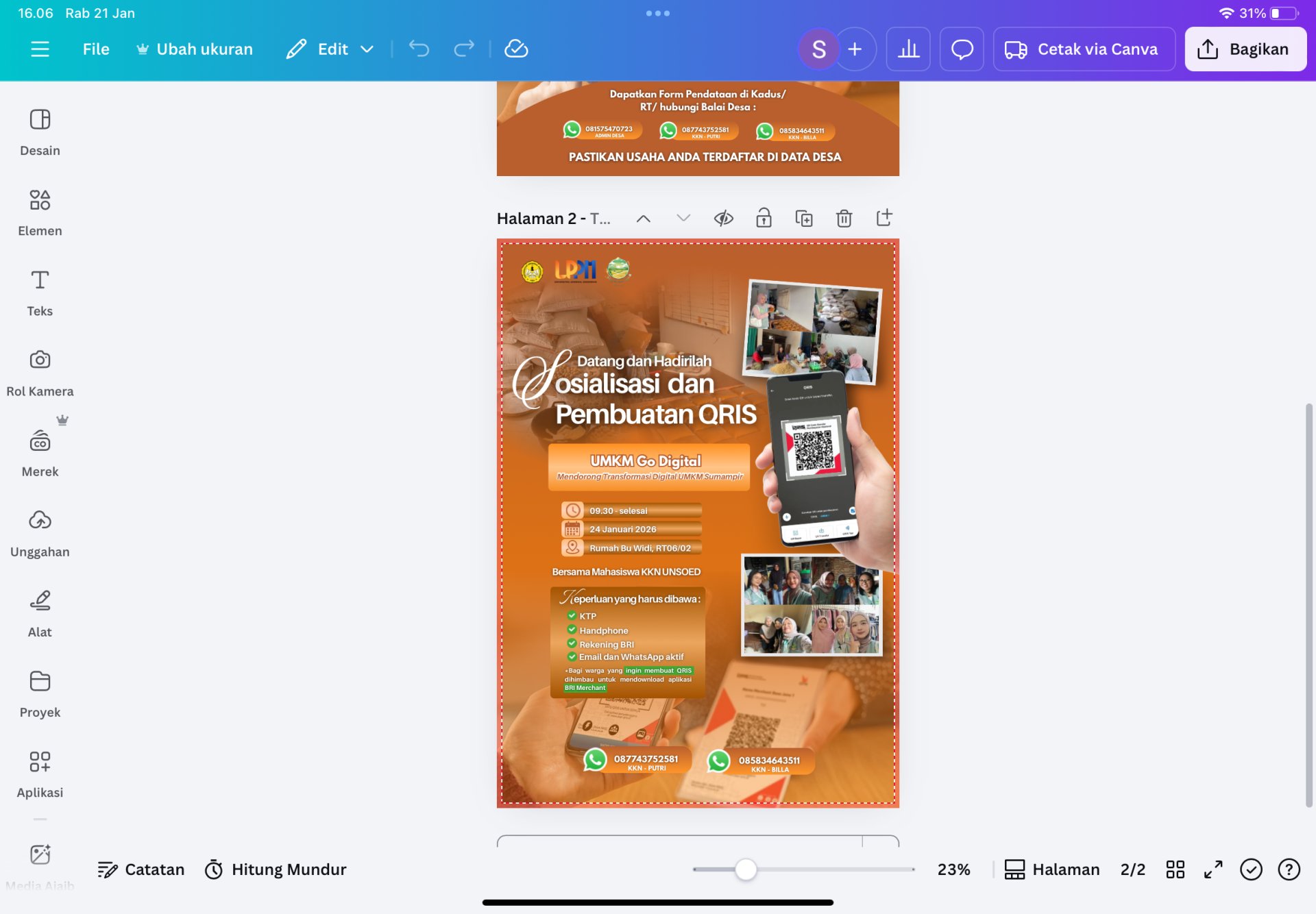 Membuat Pamflet Sosialisasi QRIS RW 2
