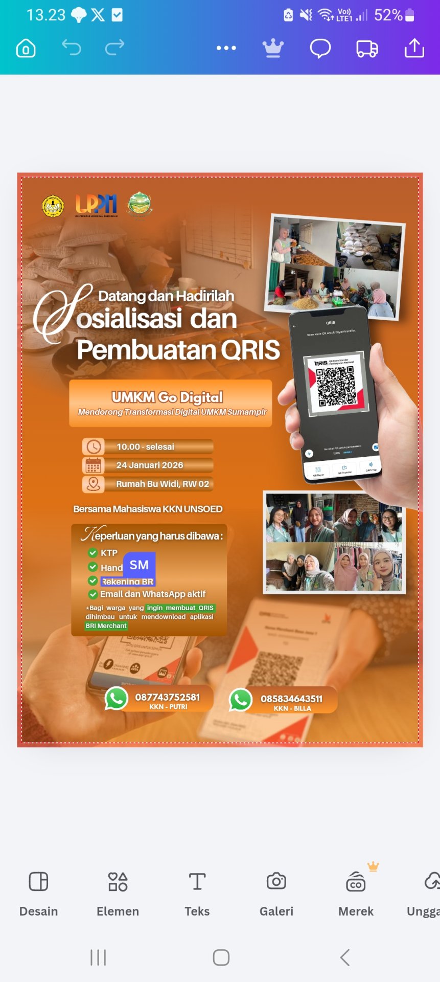 Pembuatan Pamflet Sosialisasi QRIS Bidang Ekonomi