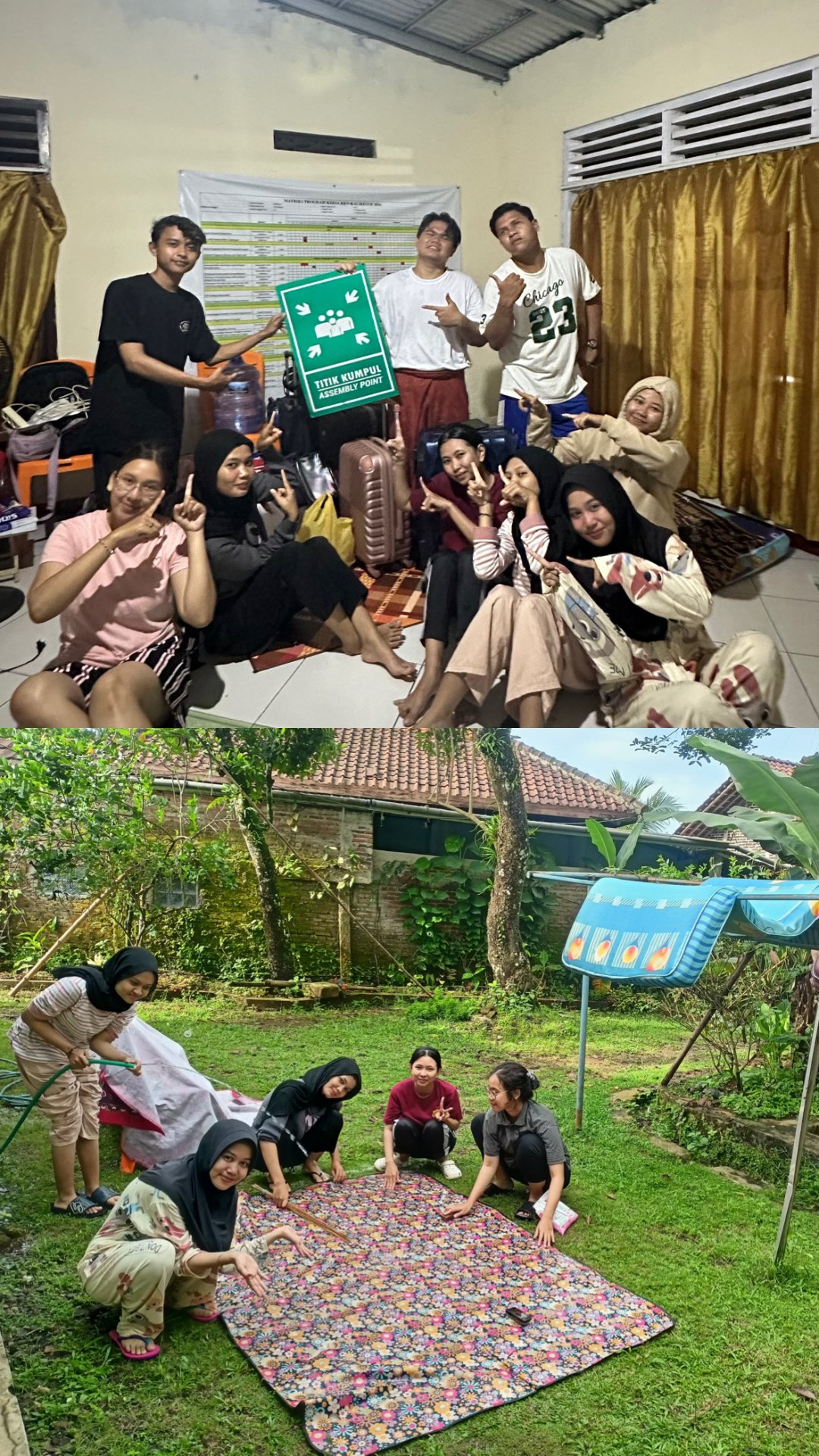 Kerja Bakti Membersihkan Posko KKN pasca kebanjiran akibat atap bocor