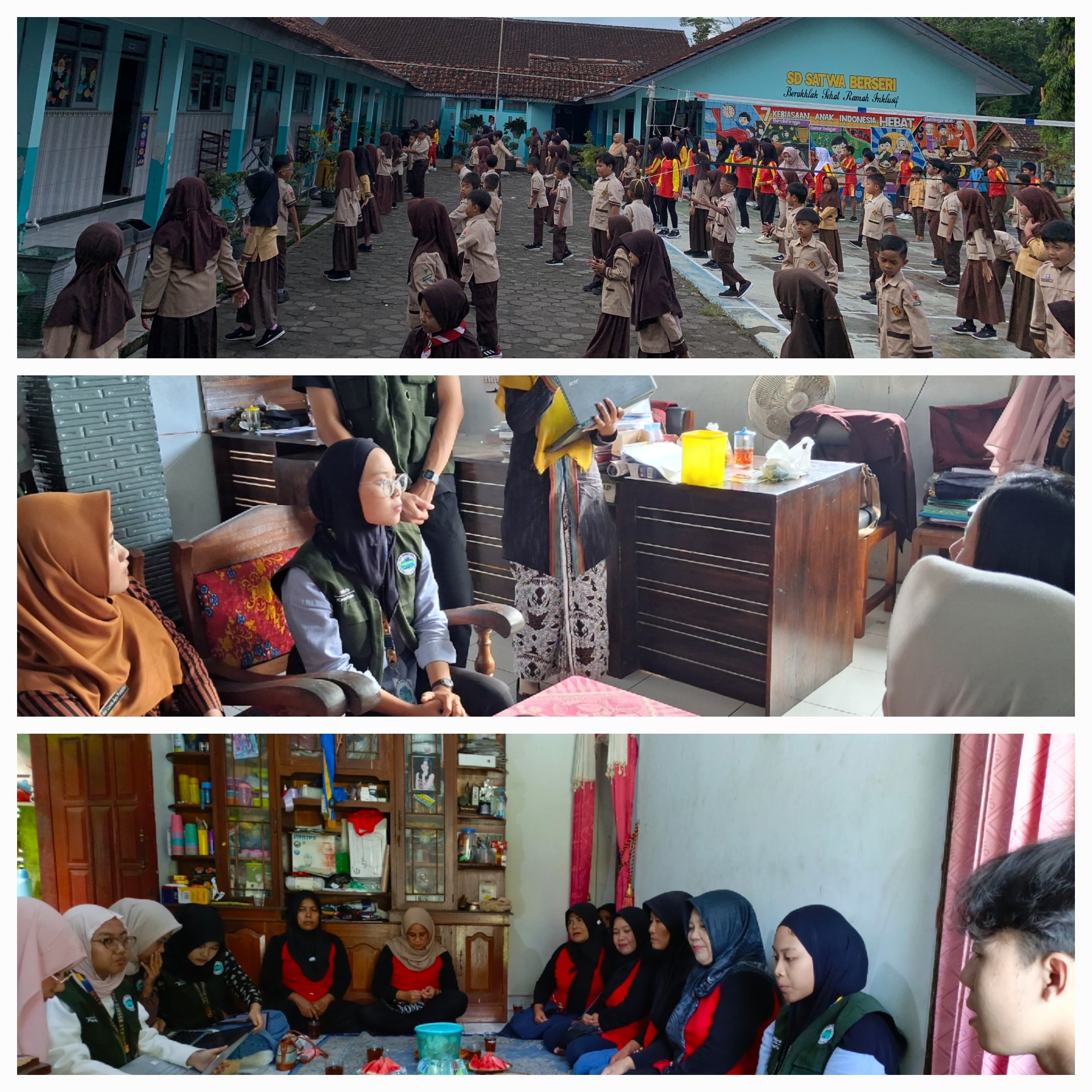 Senam bersama anak SDN 1, Kunjungan ke SDN 2, dan Branding UMKM