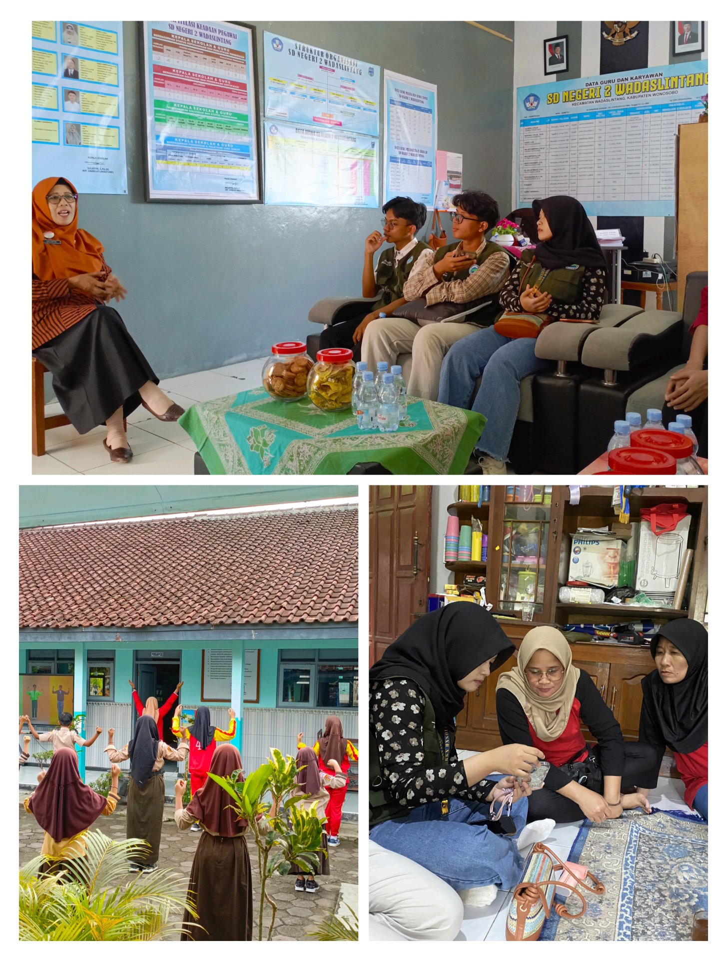 Senam pagi di SD N 1 wadaslintang & sosialisasi digital marketing dan branding UMKM & koordinasi dengan kepala sekolah SD N 2 Wadaslintang