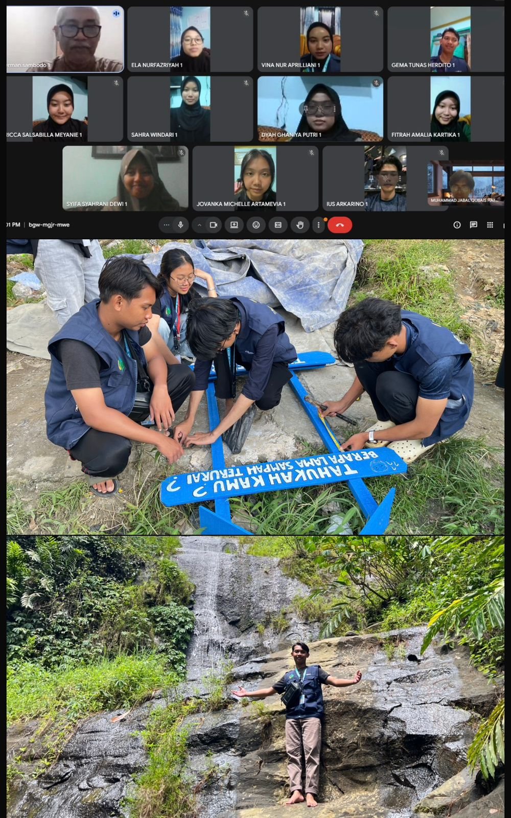 Pemasangan plang papan edukasi di lokasi rocket stove dan monitoring progress kelompok KKN bersama DPL