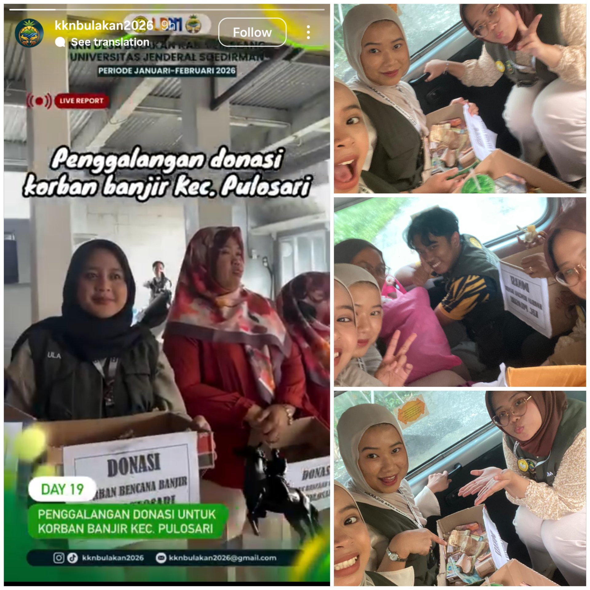 Aksi Solidaritas Mahasiswa KKN melalui Penggalangan Donasi bagi Korban Banjir Kecamatan Pulosari