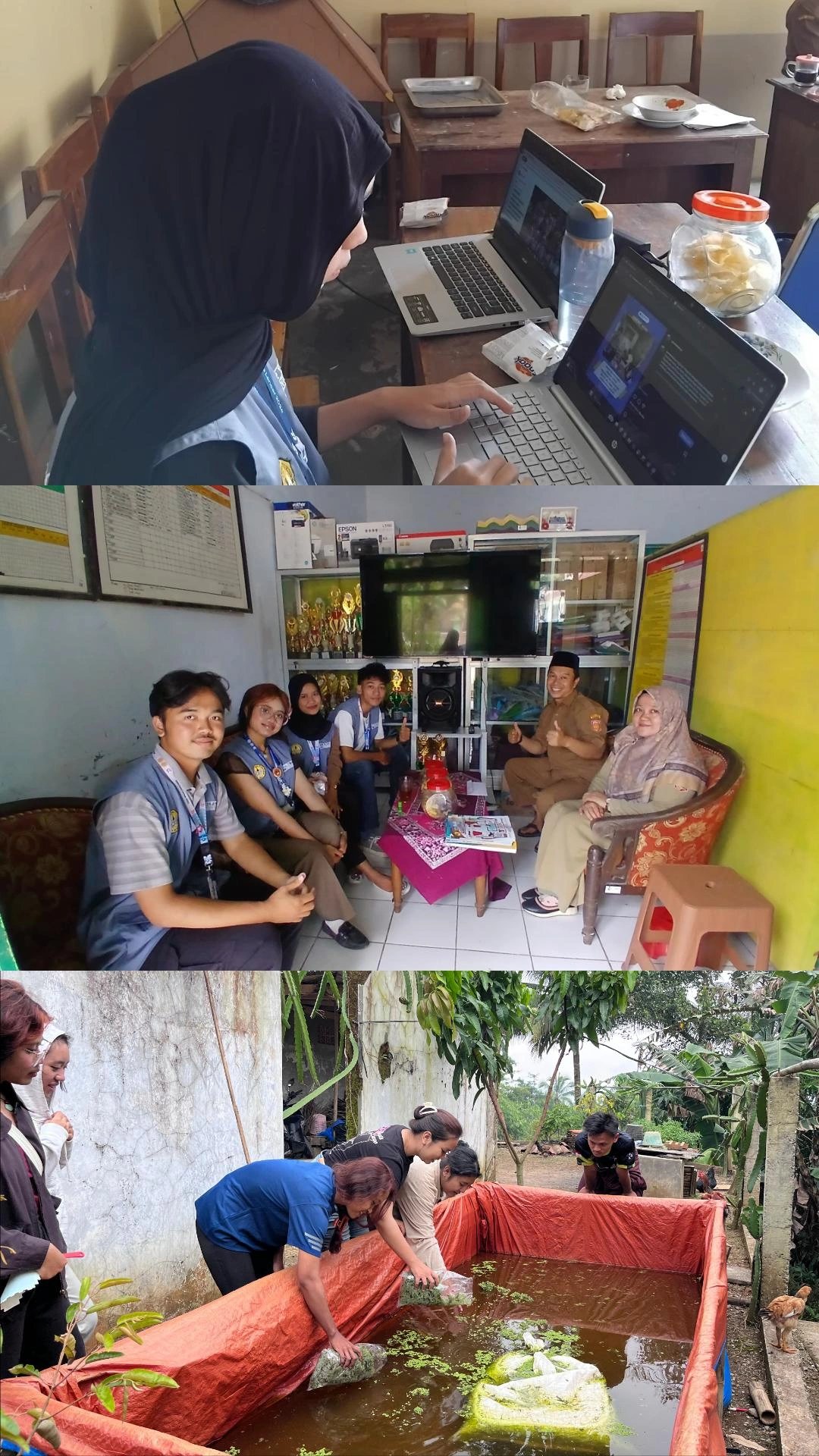 Piket Balai Desa, Kunjungan ke SDN 1 Lancar dan Melakukan Monitoring Rutin Azolla