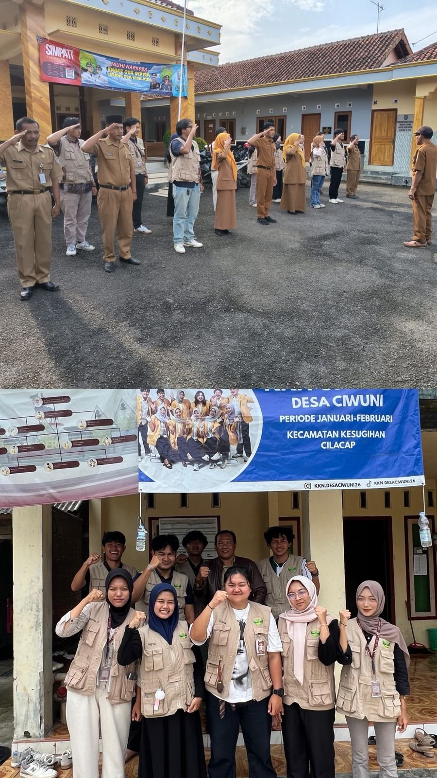 Day 20 kegiatan apel pagi rutinan Senin di balaidesa Ciwuni dan Kunjungan Koordinator Kabupaten Cilacap