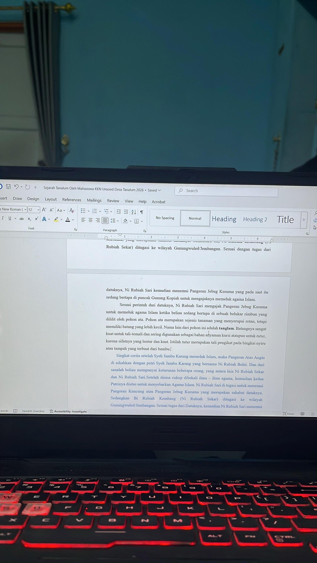 Kelanjutan Penulisan Sejarah Desa Tanalum