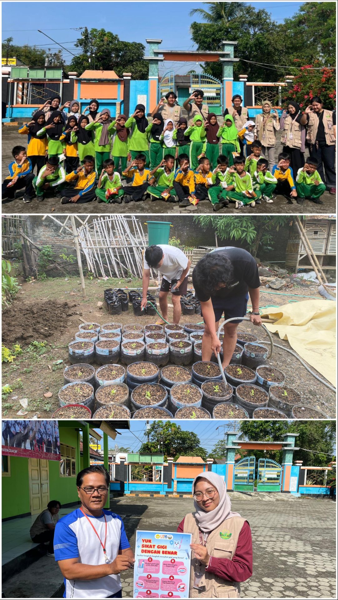 Day 21, melalukan sosialisasi olhraga tradisional pada kelas 3 dan monitoring irigasi tetes, serta pemberian poster PHBS