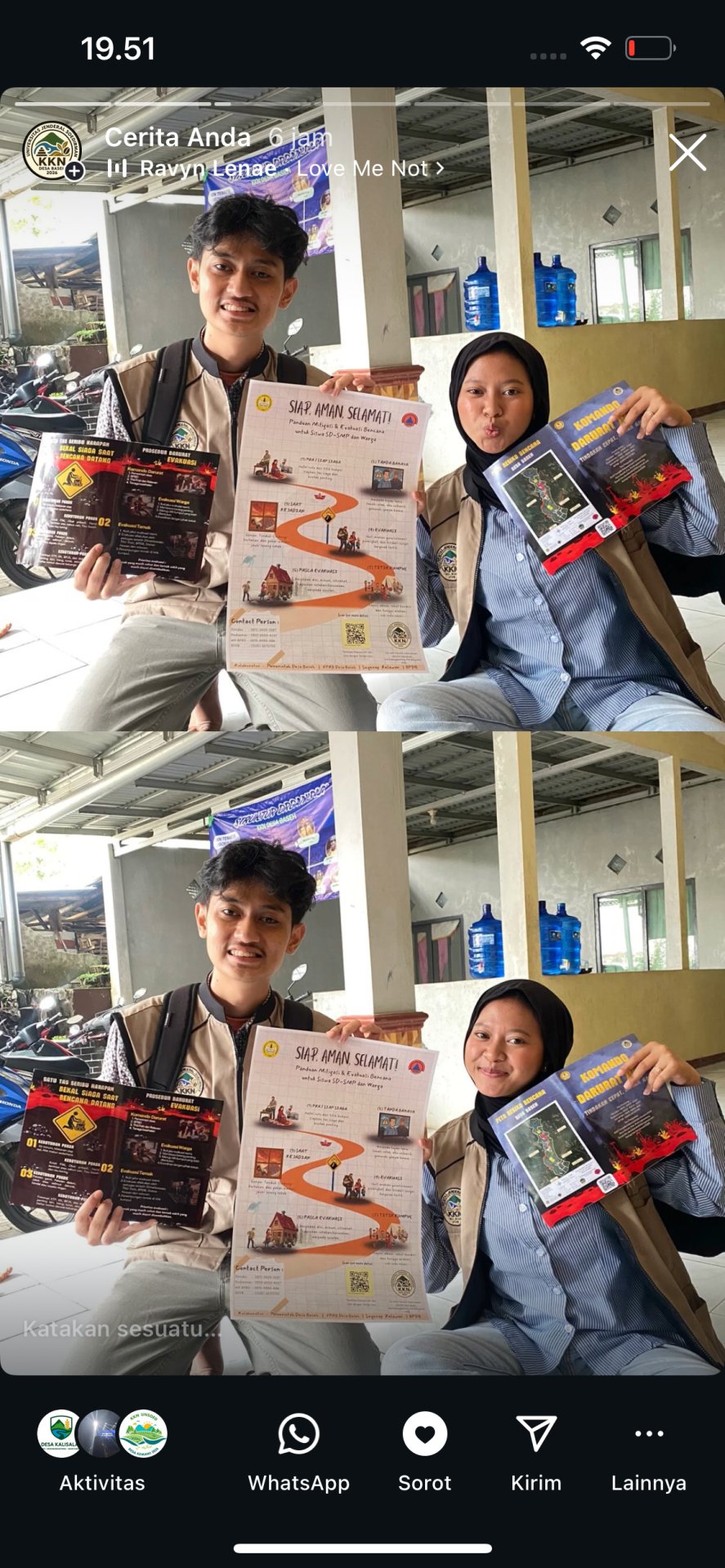 Menyelesaikan poster sosialisasi siswa sd smp terkait kebencanaan di Baseh