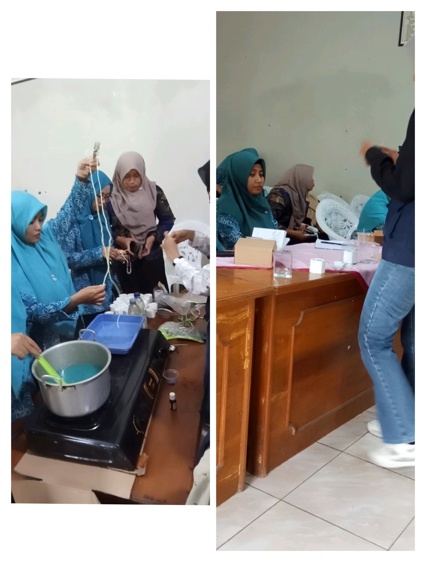 DAY 22 KKN - SOSIALISASI DAN DEMONTRASI PEMBUATAN PRODUK LILIN AROMATERAPI DAN MEMBUAT PACKAGING