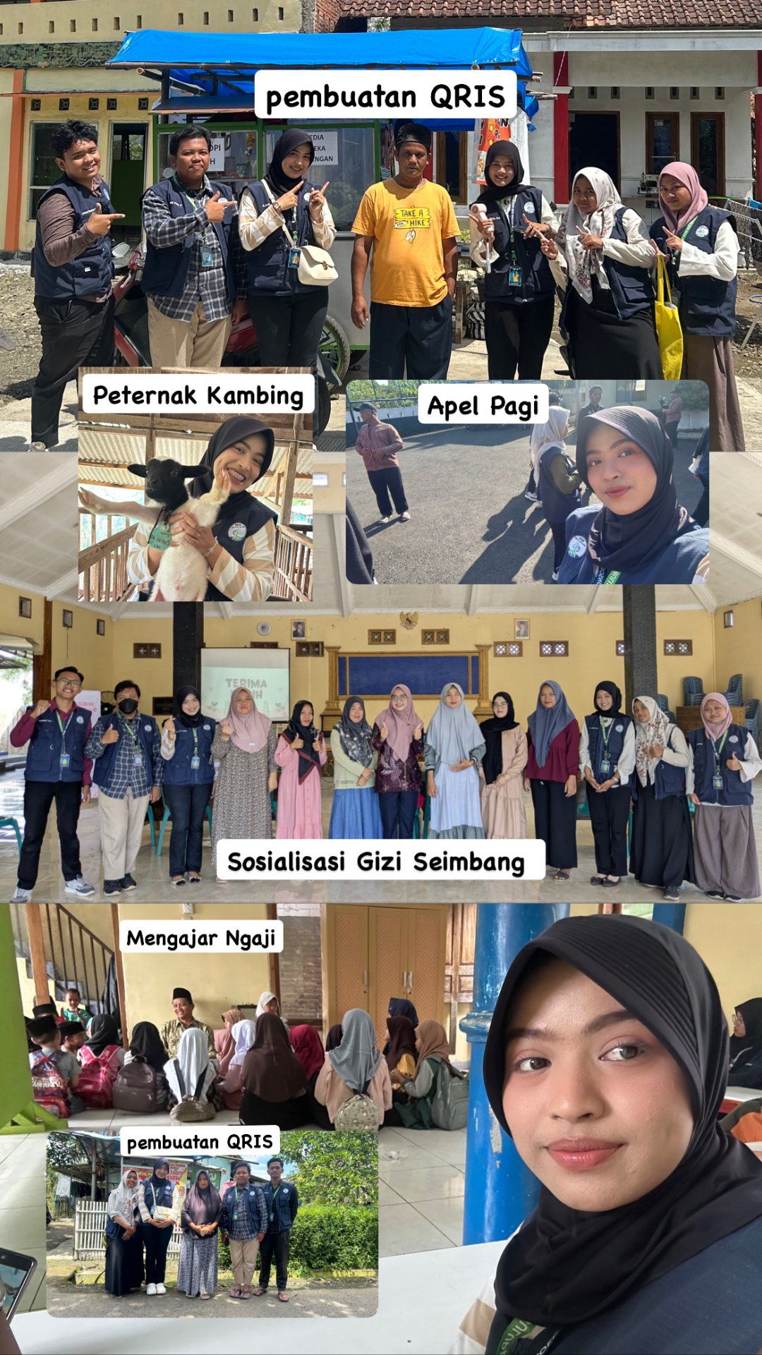 Kegiatan Apel Pagi, Sosialisasi Gizi Seimbang Untuk Ibu Hamil, Pembuatan QRIS, dan Mengajar Ngaji