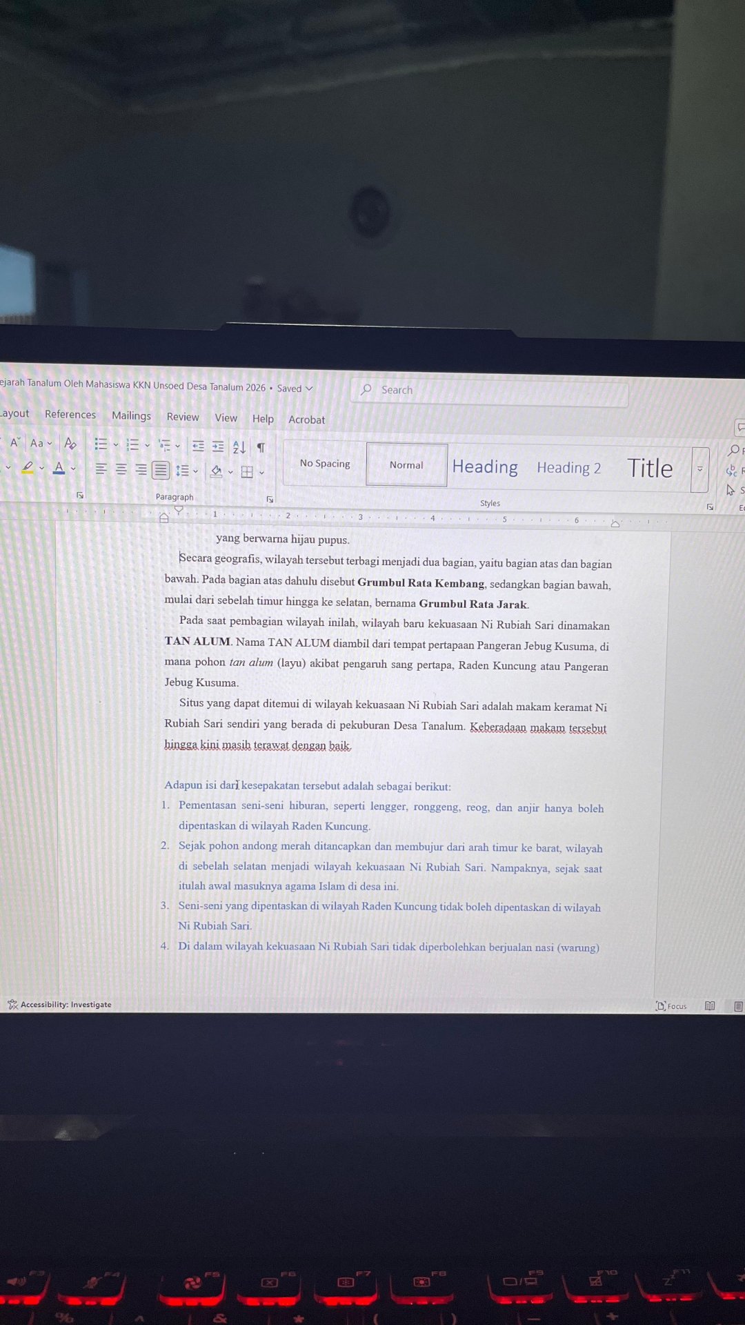 Penulisan Sejarah Desa Tanalum