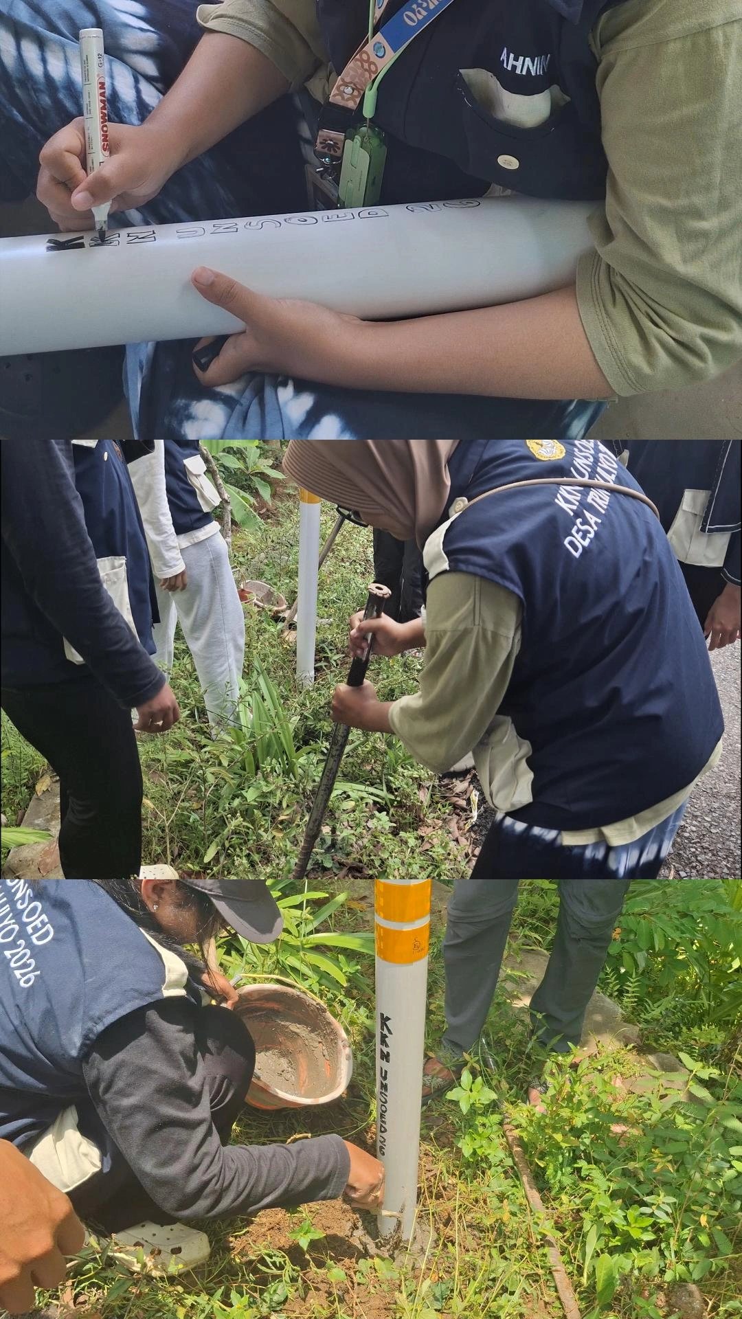 Pemasangan reflektor jalan di desa trimulyo