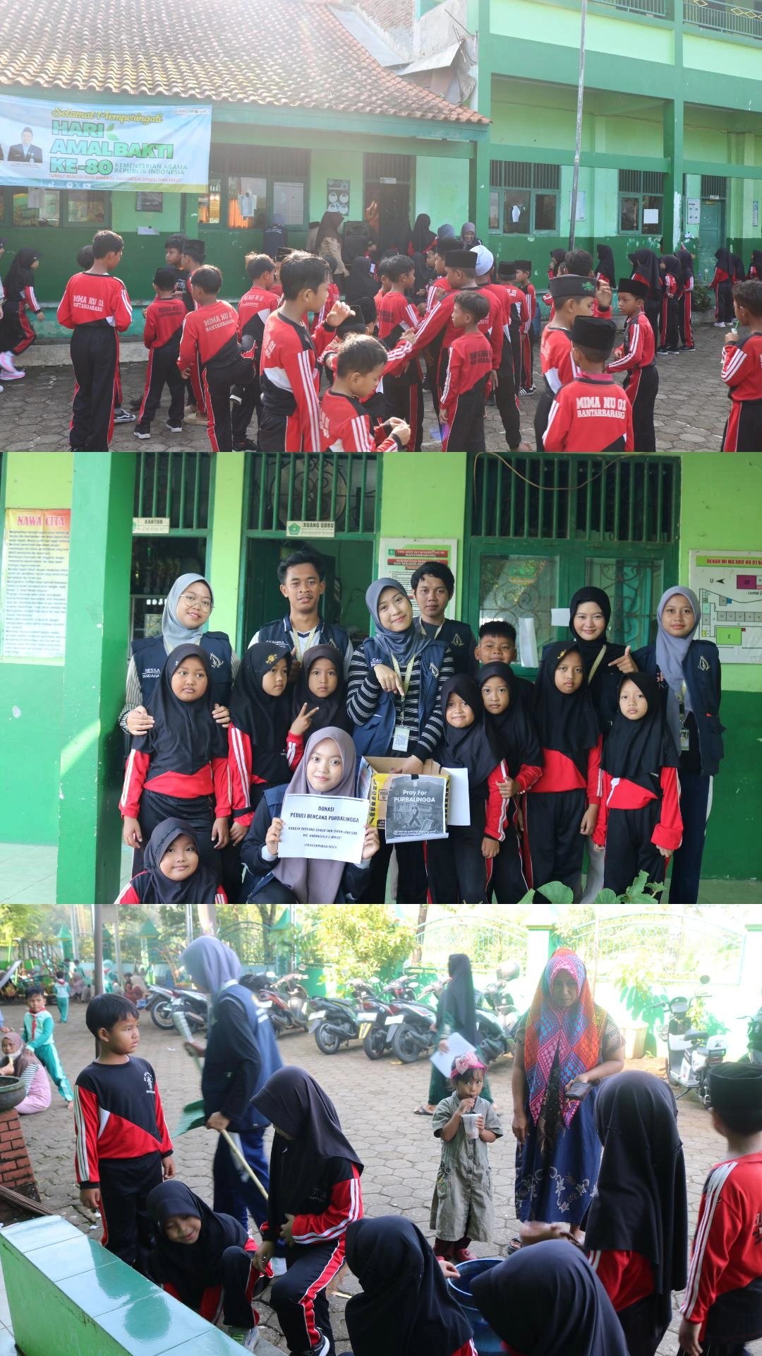 Senam Bersama, Donasi Bencana, dan Kerja Bakti di MI Ma’arif 1