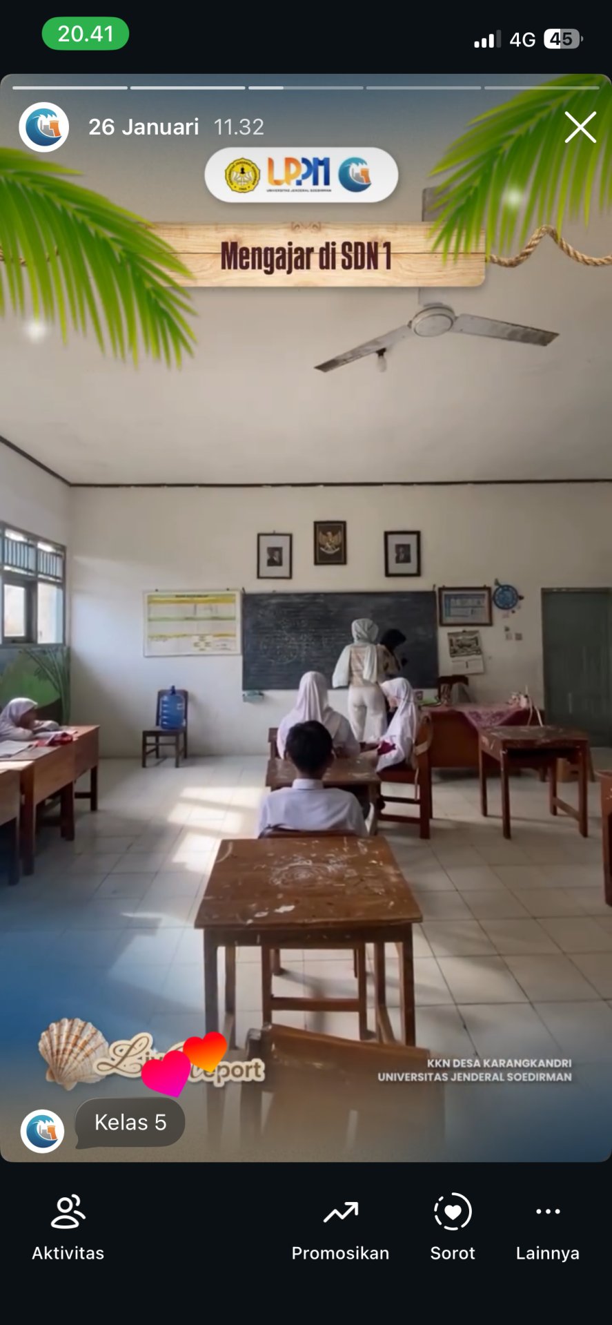 Mengajar di SDN 01 Karangandri