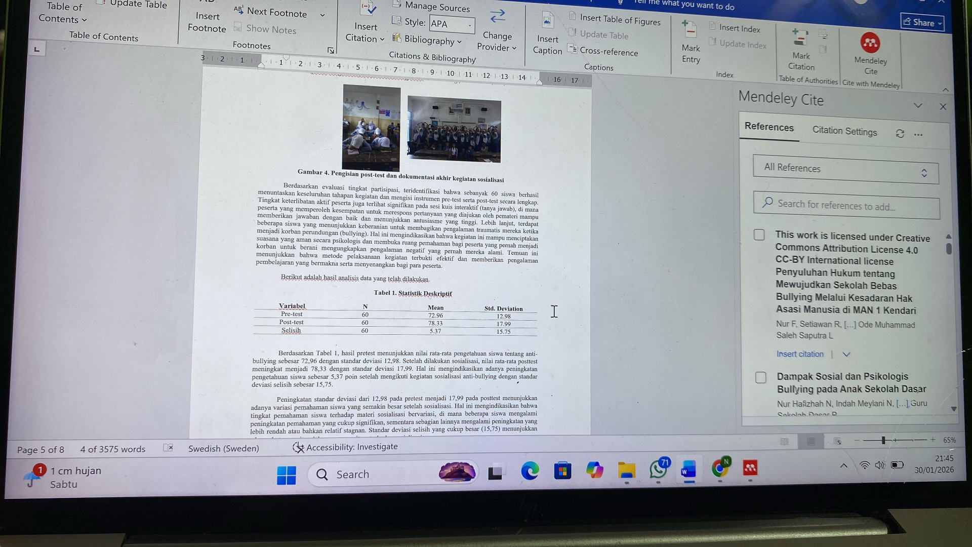 Pengerjaan Jurnal Pengabdian Masyarakat Mengenai Sosialisasi Bullying