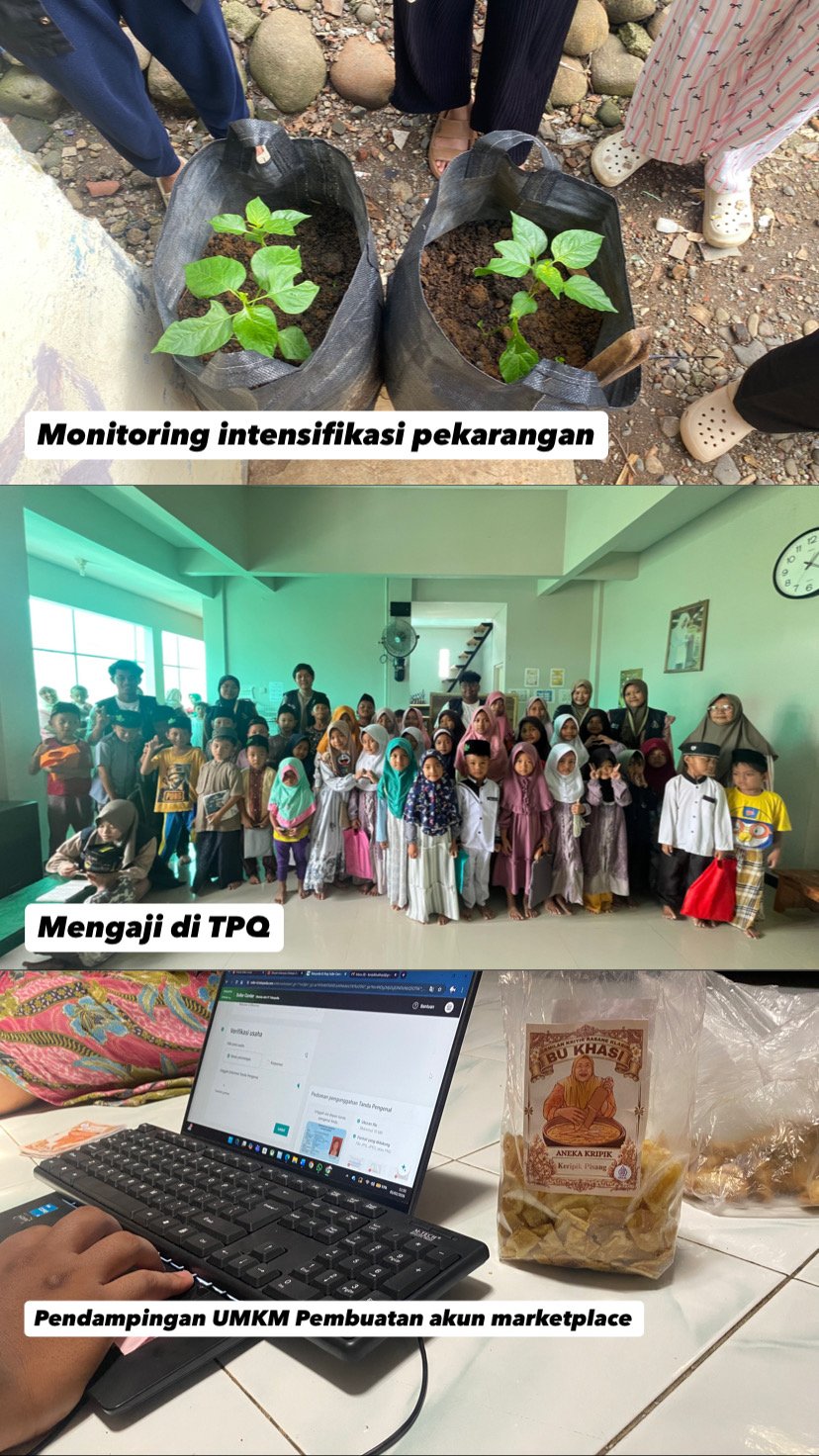 Monitoring intensifikasi pekarangan , mengaji bersama di TPQ dan pendampingan UMKM pembuatan akun marketplace
