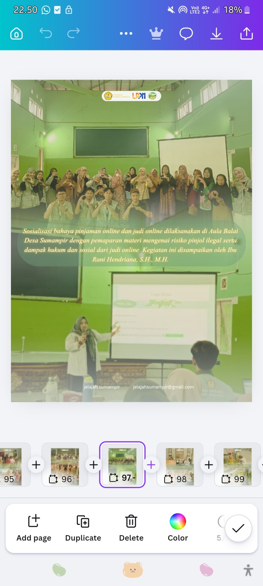 Membuat desain feed Instagram KKN Desa Sumampir