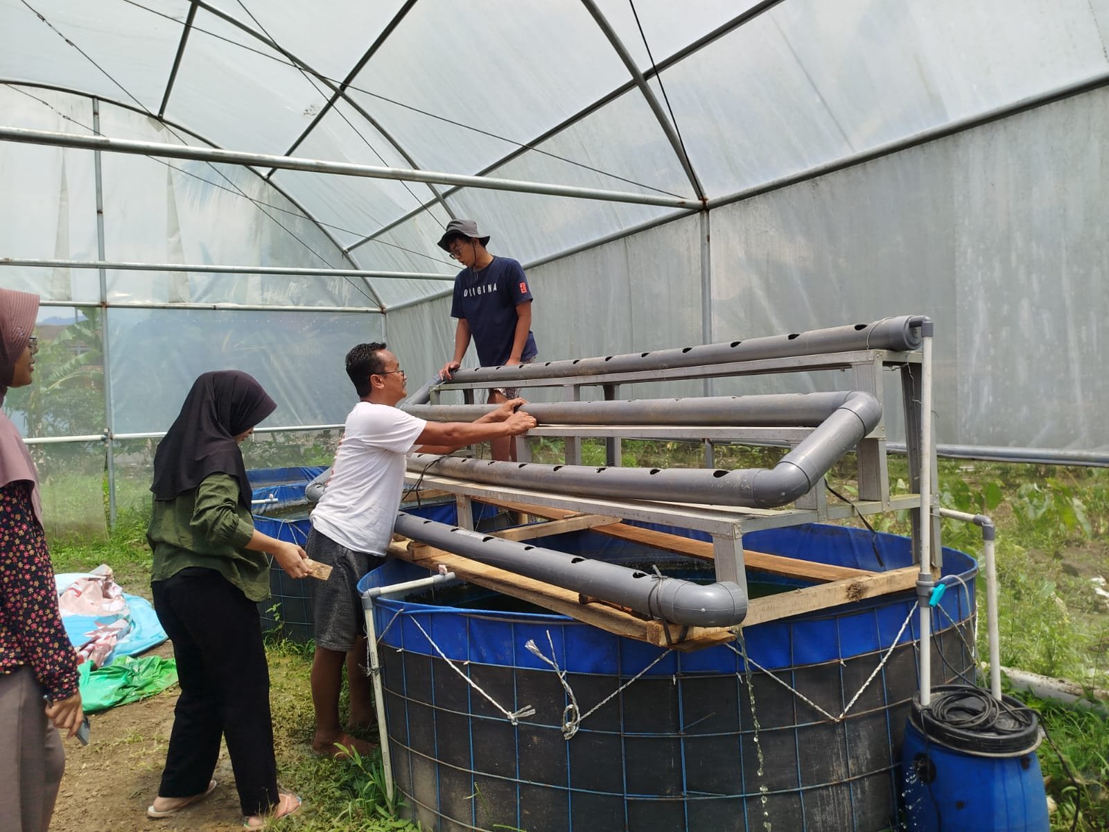 Uji coba instalasi aquaponik
