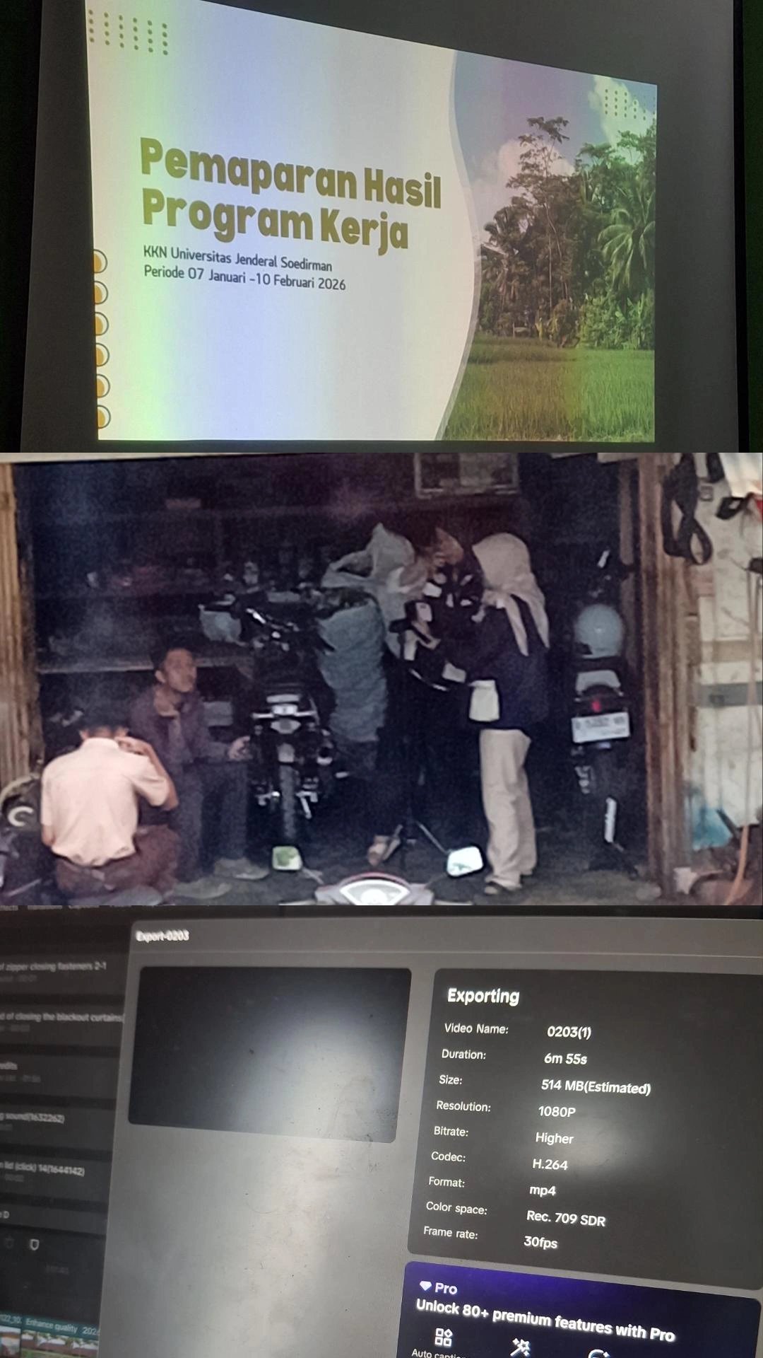 Membuat Video Pencegahan Narkoba bersama Pemuda Kalisat, Mengedit Video Profil Desa, dan Pemaparan Hasil Proker KKN