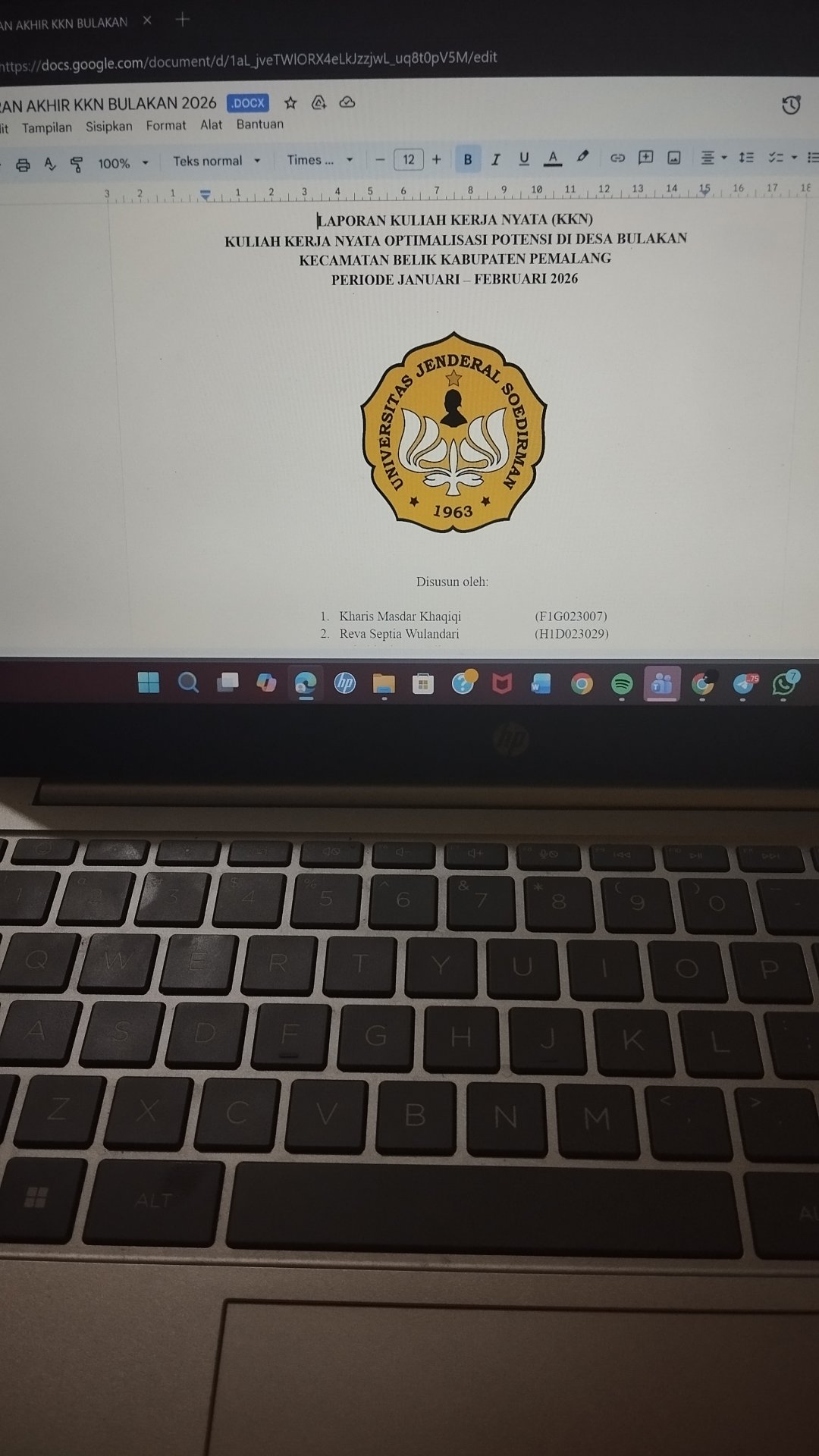 pengerjaan laporan akhir