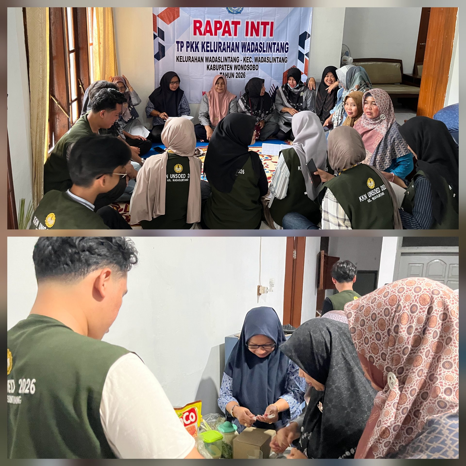 Menghadiri rapat inti TP PKK Kelurahan Wadaslintang serta praktek membuat lilin aromaterapi