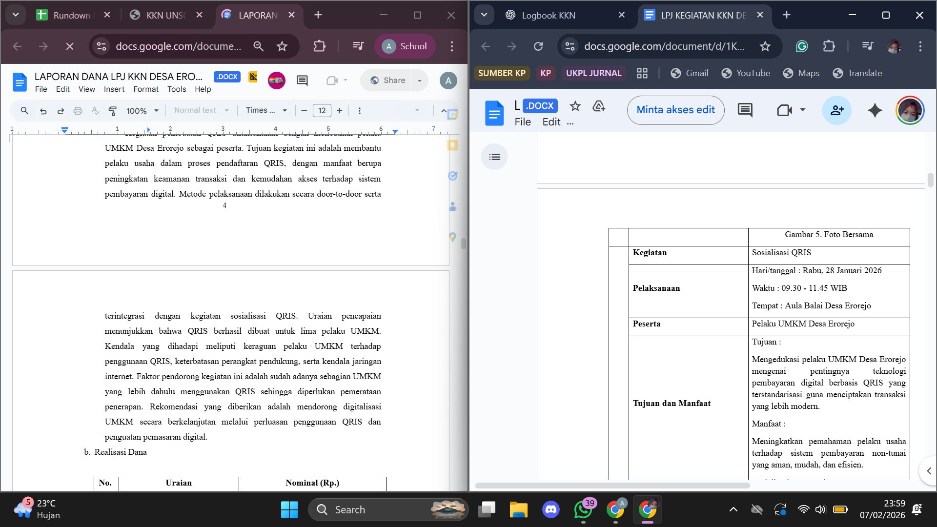 Penyusunan Laporan Pertanggungjawaban (LPJ) Program Kerja KKN