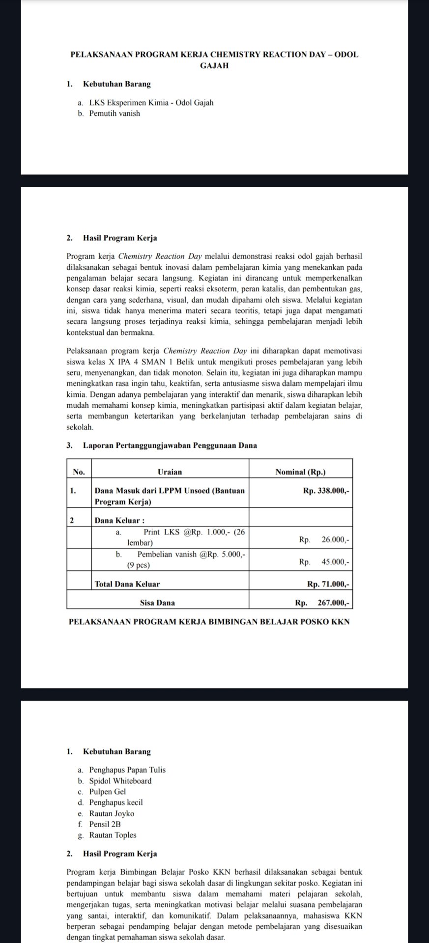 Penyusunan LPJ Keuangan Program Kerja Pendidikan