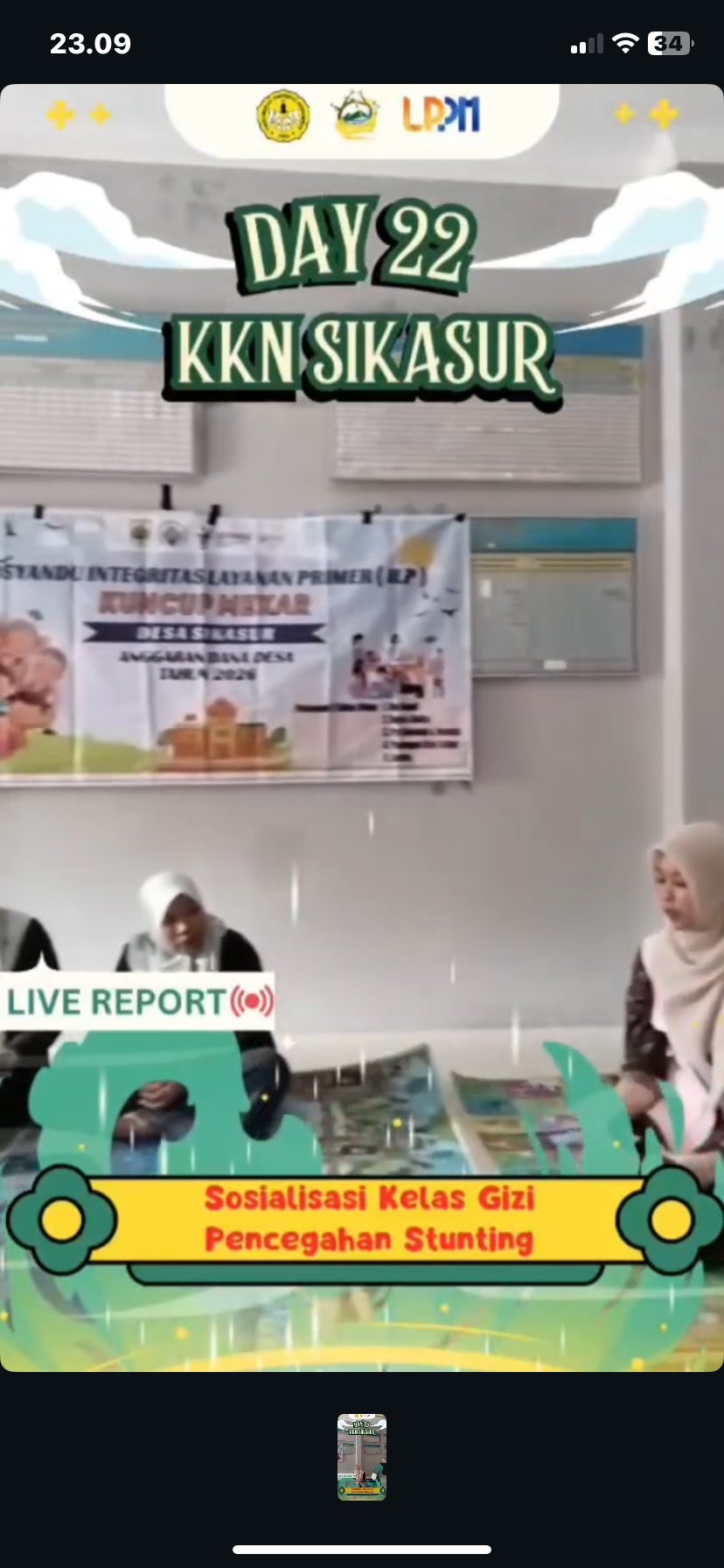 Sosialisasi kelas gizi dan pencegahan stunting