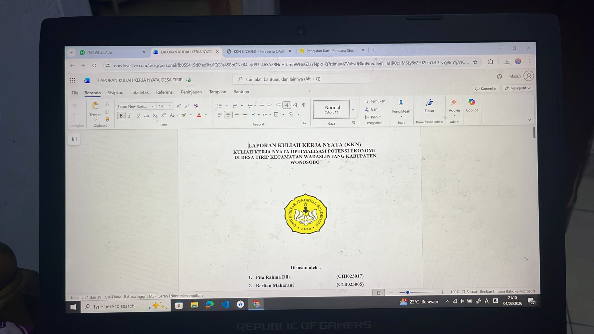 Menyusun Laporan Hasil Program Kerja di Desa Tirip