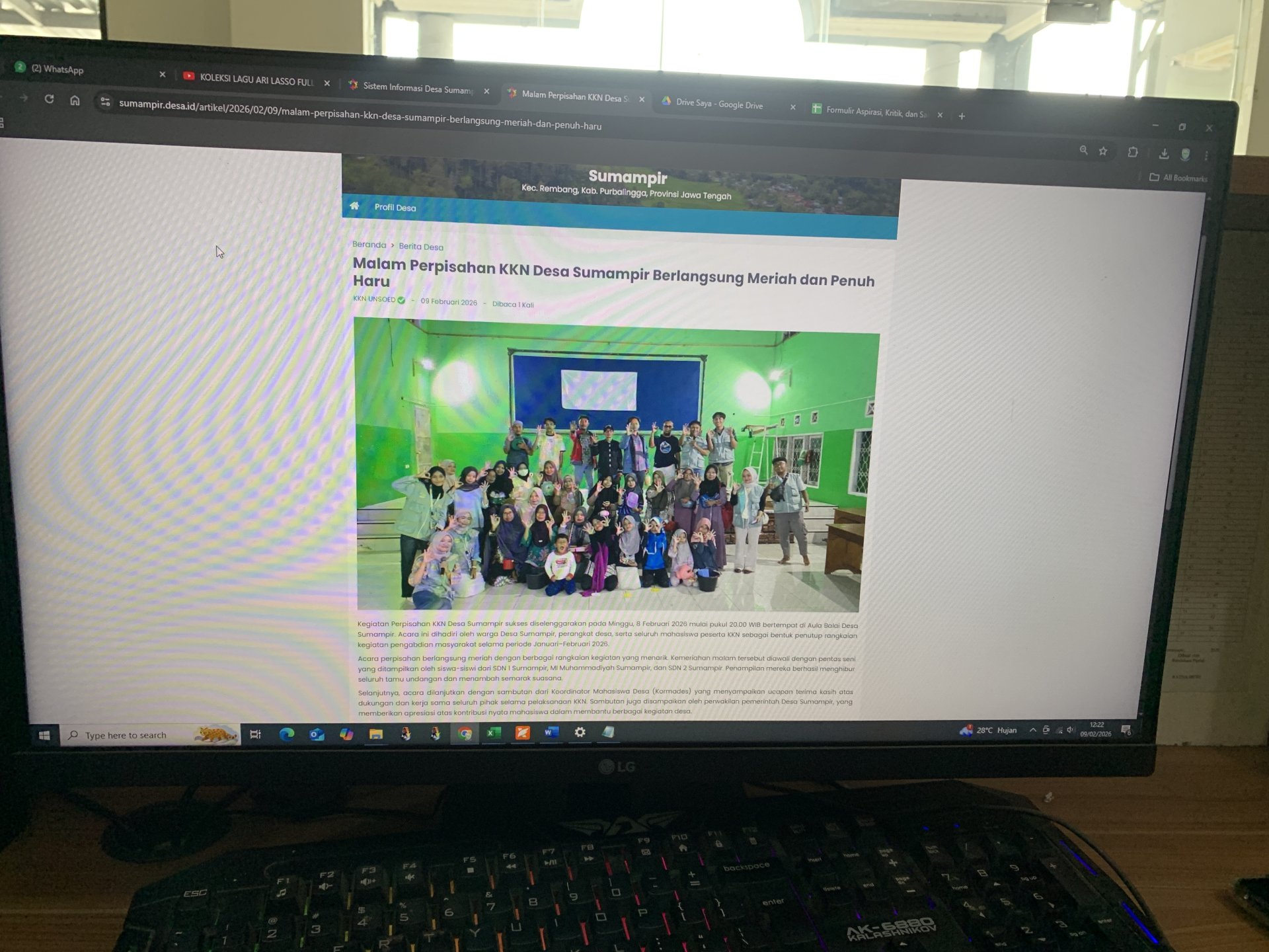 Mahasiswa KKN Desa Sumampir Periode Jan-Feb 2026 Penguploadan terakhir artikel atau berita di website desa sumampir.