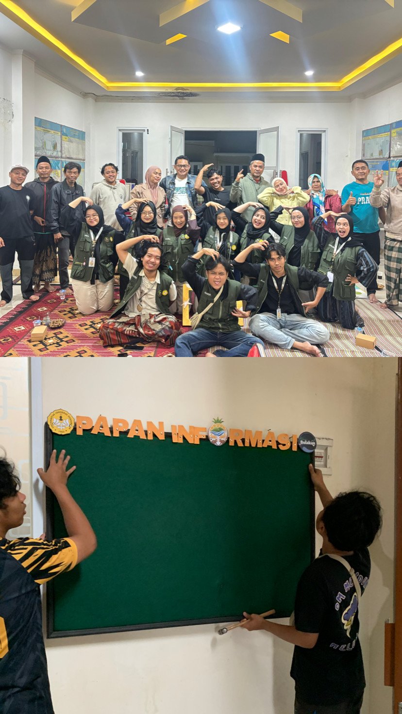 KKN HARI KE 34 - PEMASANGAN PAPAN INFORMASI DAN MALAM PERPISAHAN DI BALAI DESA